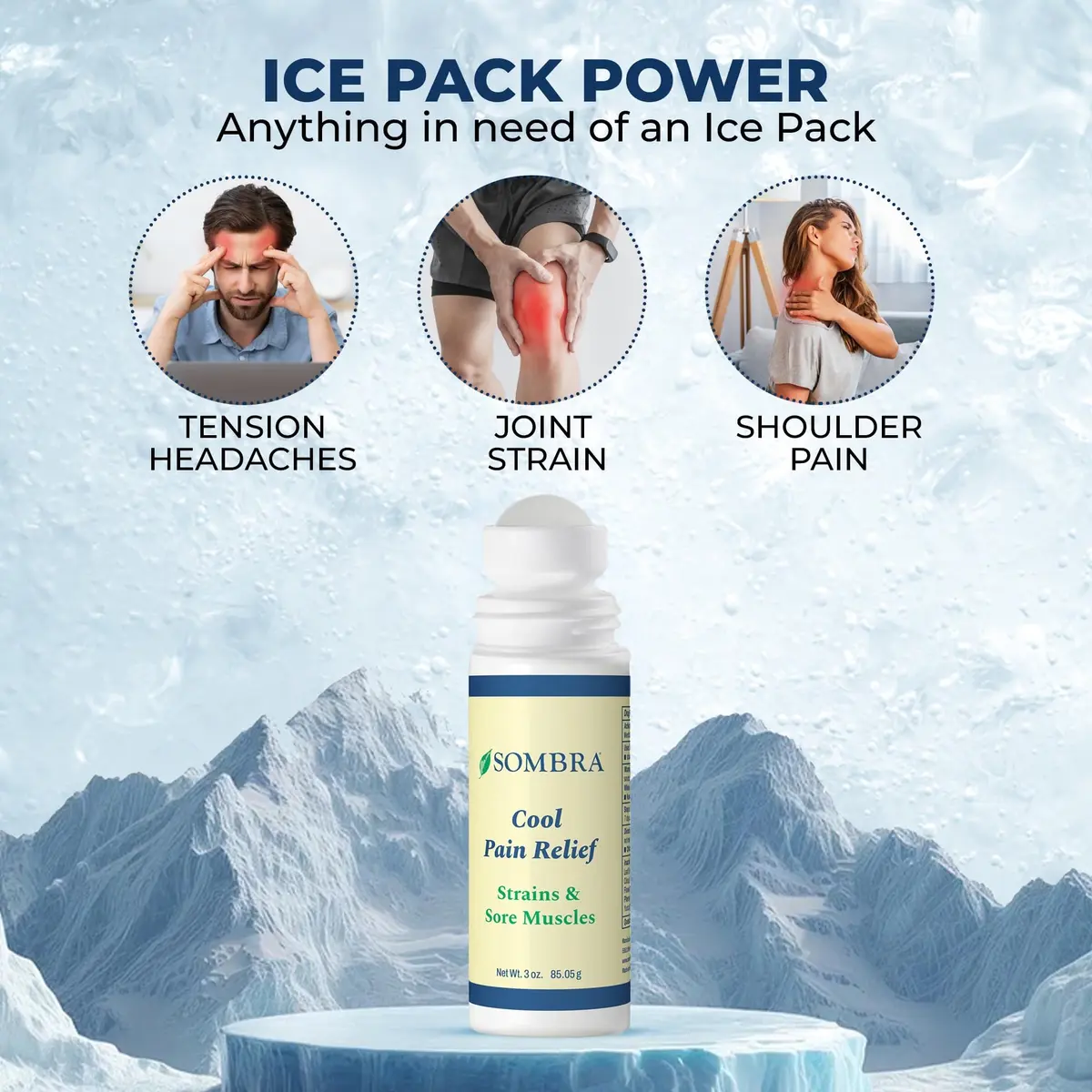 Sombra Cool Pain Relief 3 oz Roll-On for Sore Muscles & Muscle Recovery | Instant Cooling Relief for Active Lifestyles - view 3