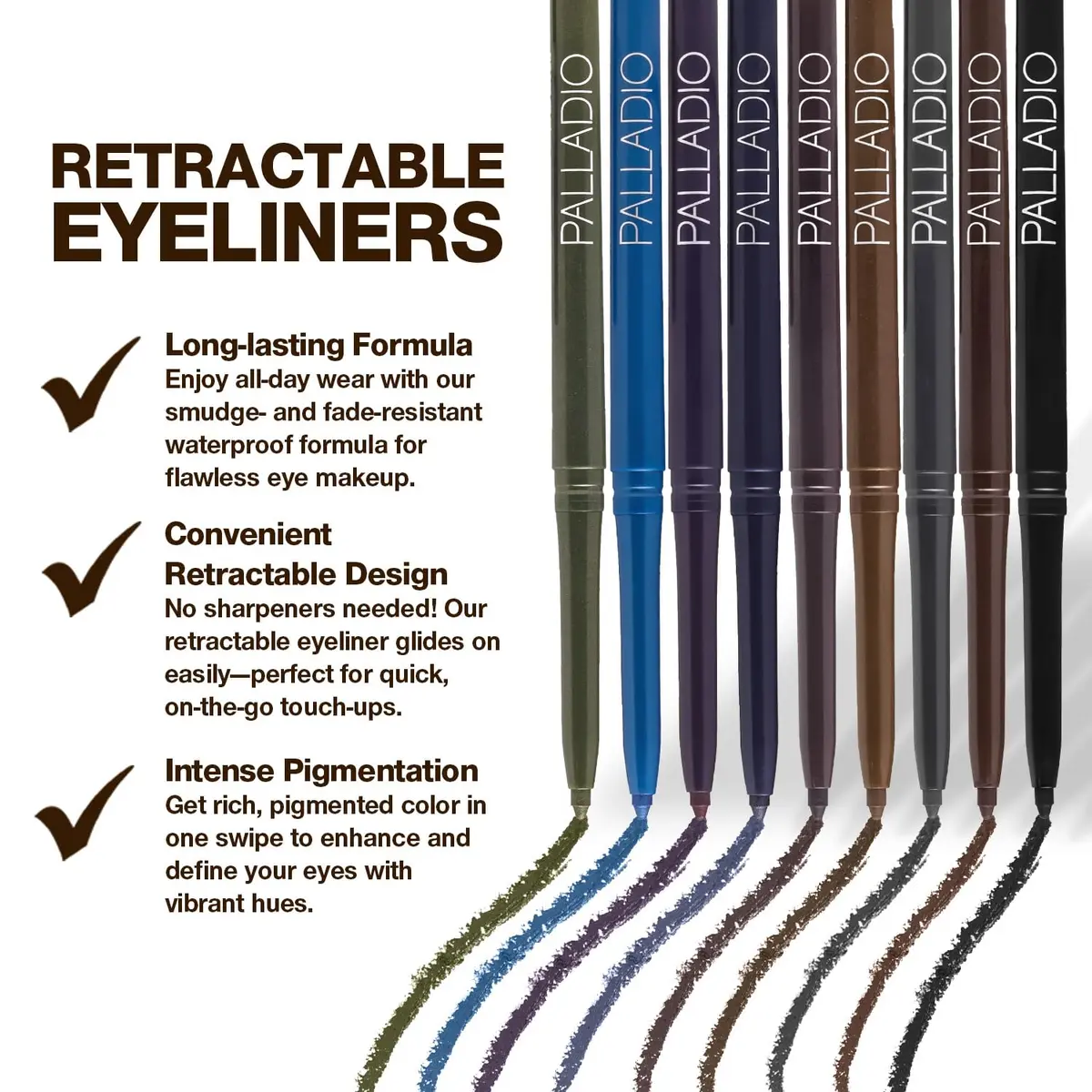 Palladio Retractable Waterproof Eyeliner 1 Count | Smudge Proof Long Lasting Application - view 5