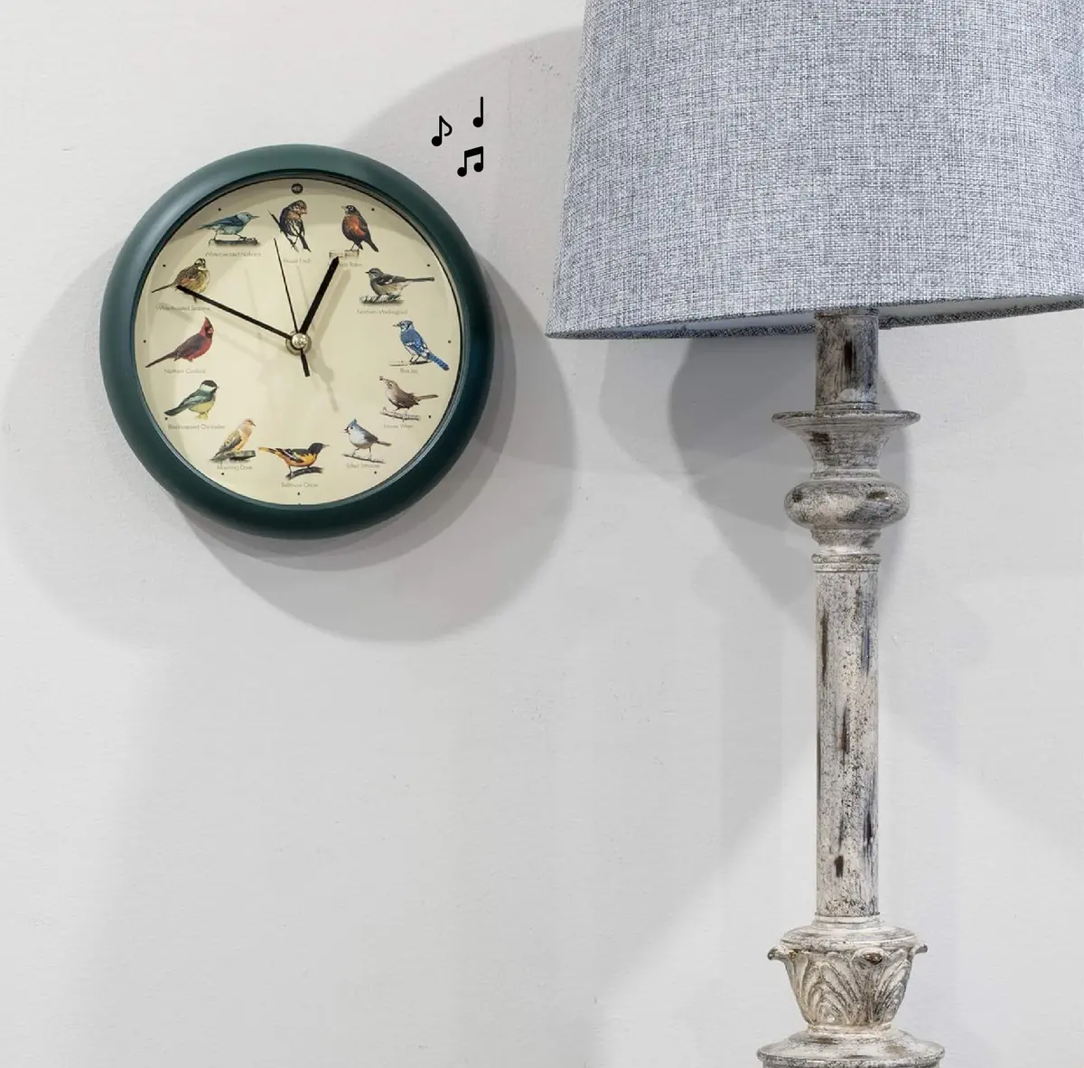 Mark Feldstein & Associates Green Singing Bird Clock 8 inch (20.3 cm) | 12 Real Bird Songs Hourly, Silent After Dark - view 8