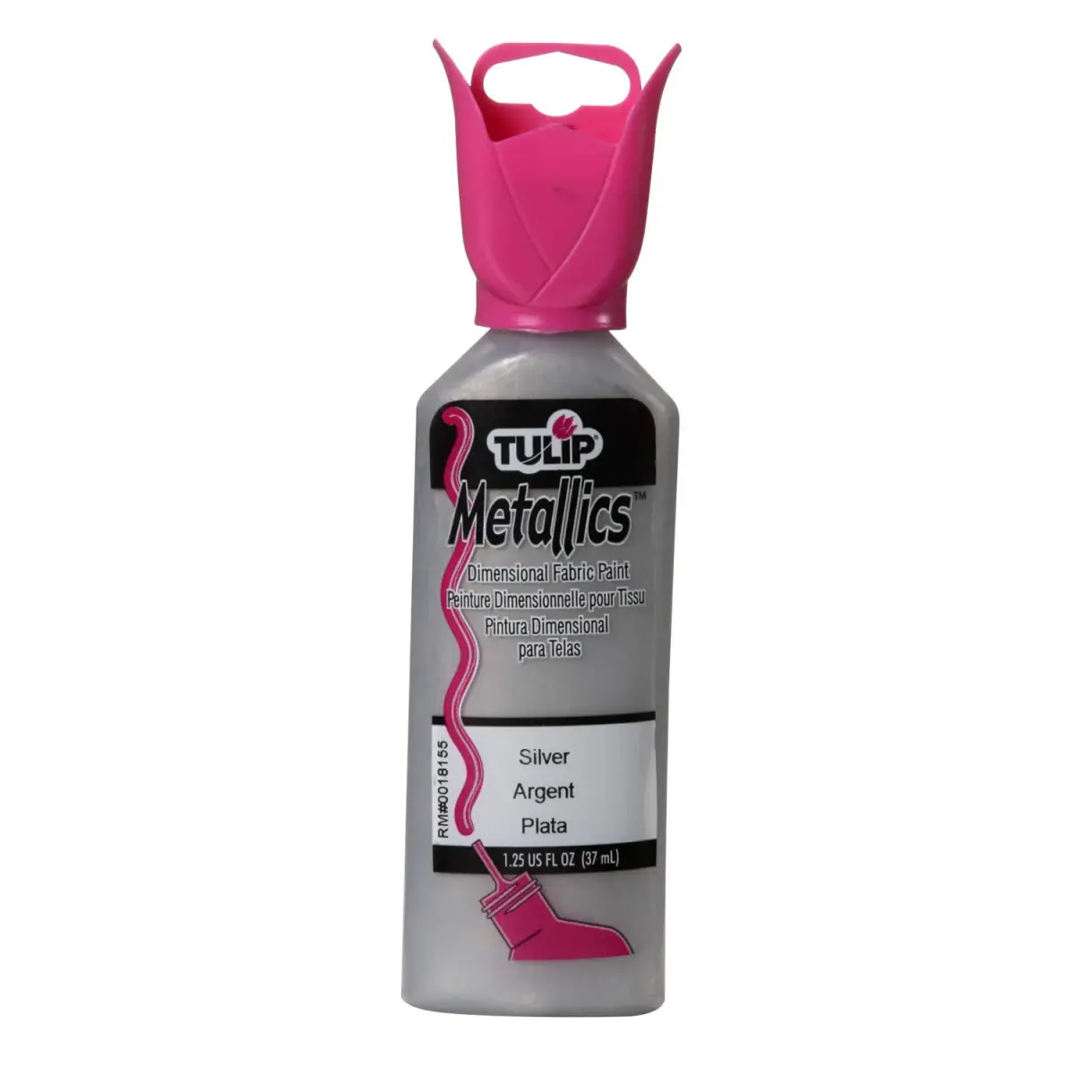Tulip Dimensional Fabric Paint Metallic Silver 37ml (1.25 Fl Oz) | Permanent Raised Designs for Crafts - main product image