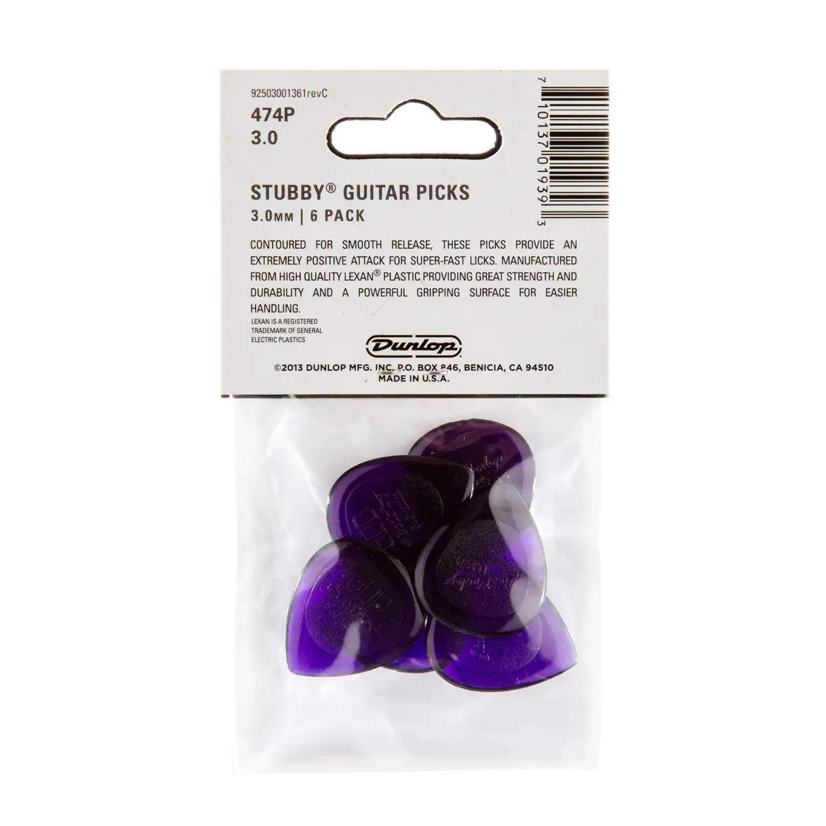 Jim Dunlop Stubby 3.0mm Guitar Picks - 6 Pack | Powerful Grip & Smooth Release - view 5