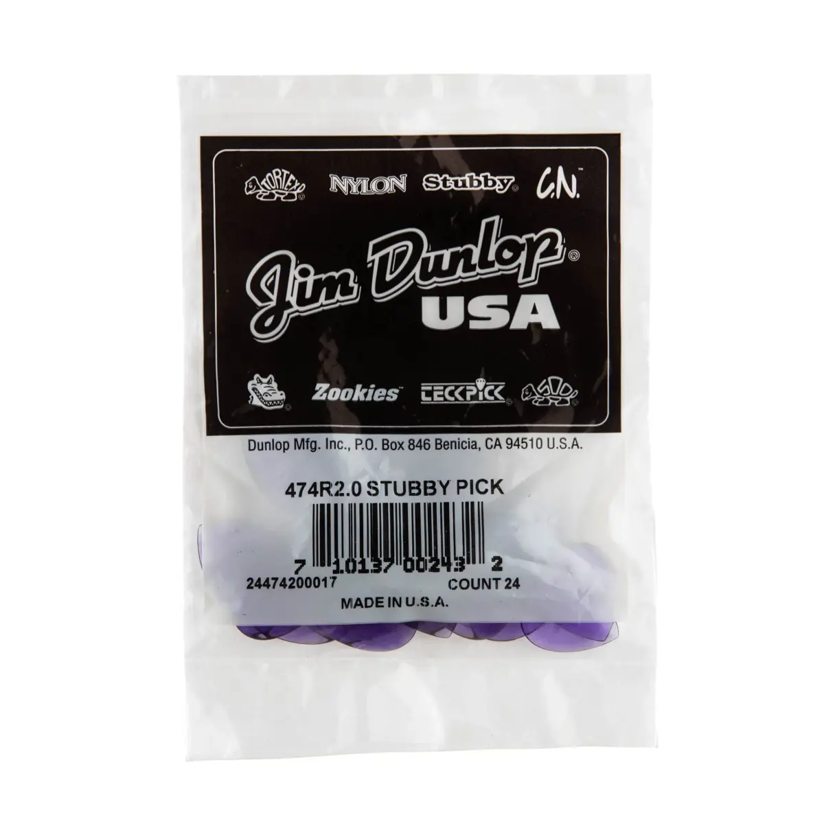 Jim Dunlop Stubby® 2.0mm Guitar Picks (24-Pack, Light Purple) | Smooth Release for Fast Licks - view 4