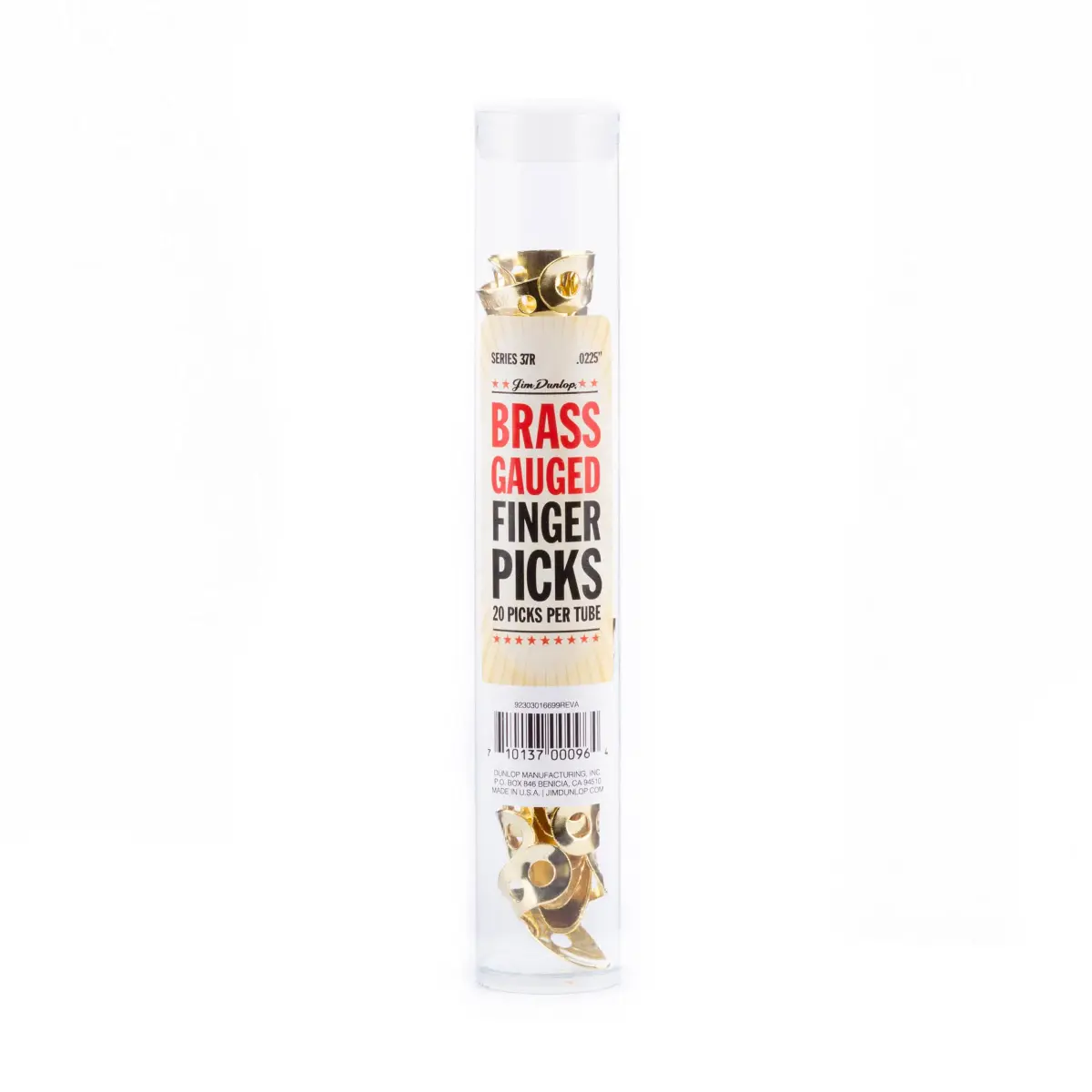 Jim Dunlop Brass Fingerpicks .0225" Gauge | 20 Count Tube | Classic Tone for Guitar, Banjo, Resonator - view 3