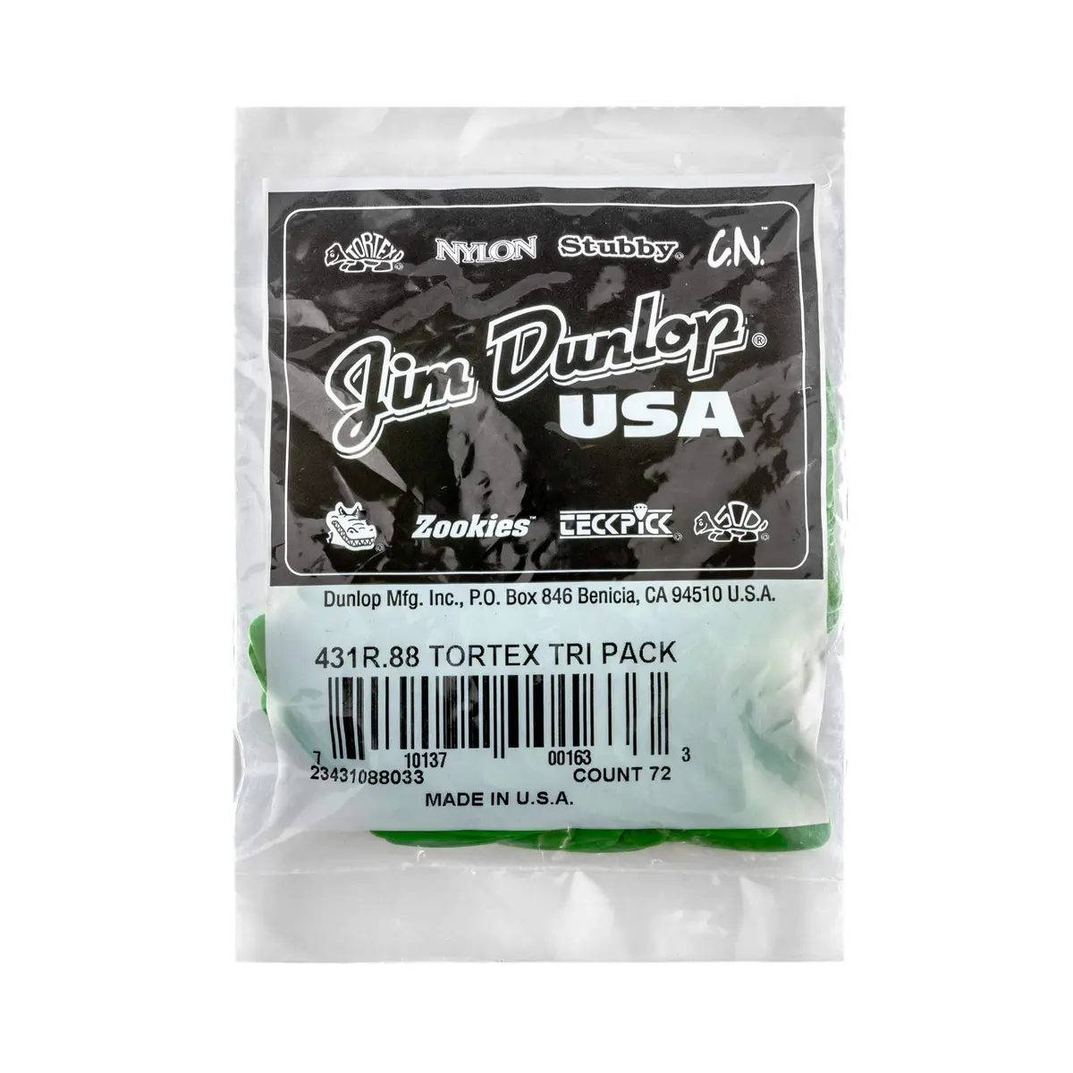 Jim Dunlop Tortex Triangle Pick .88MM | 72 Pack, Green, Made in USA - view 4