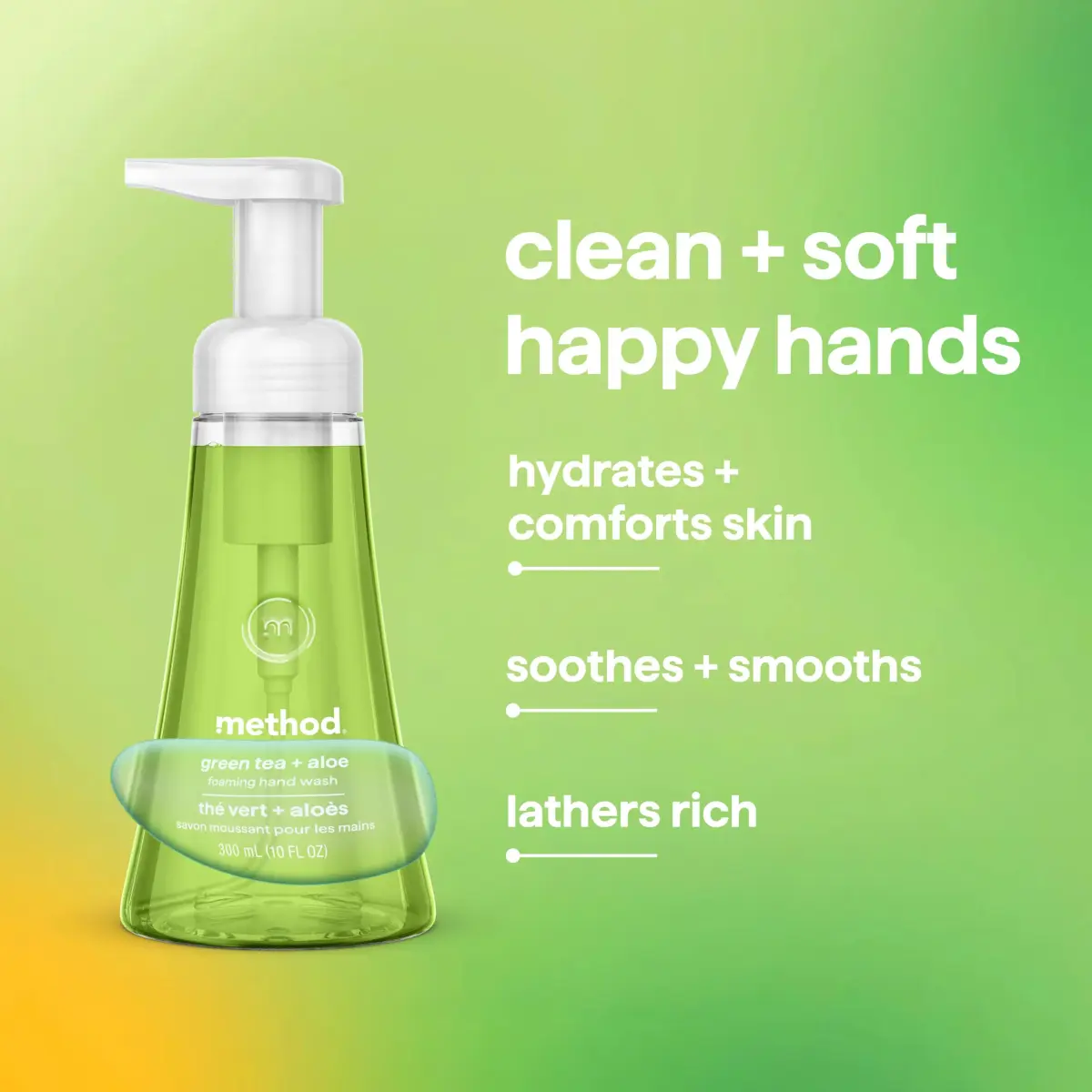 Method Foaming Hand Wash Green Tea + Aloe 355ml (12 Fl Oz) 6 Pack | Gentle Cleansing for All Skin Types - view 5