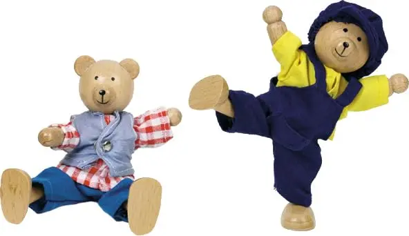 Goki Flexible Bears Benna & Bennoh Hand Puppets with Wardrobe 12 cm (4.7 inches) | Interactive Wooden Toy for Kids - view 3