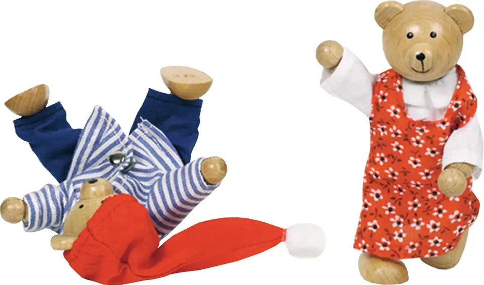 Goki Flexible Bears Benna & Bennoh Hand Puppets with Wardrobe 12 cm (4.7 inches) | Interactive Wooden Toy for Kids - view 4
