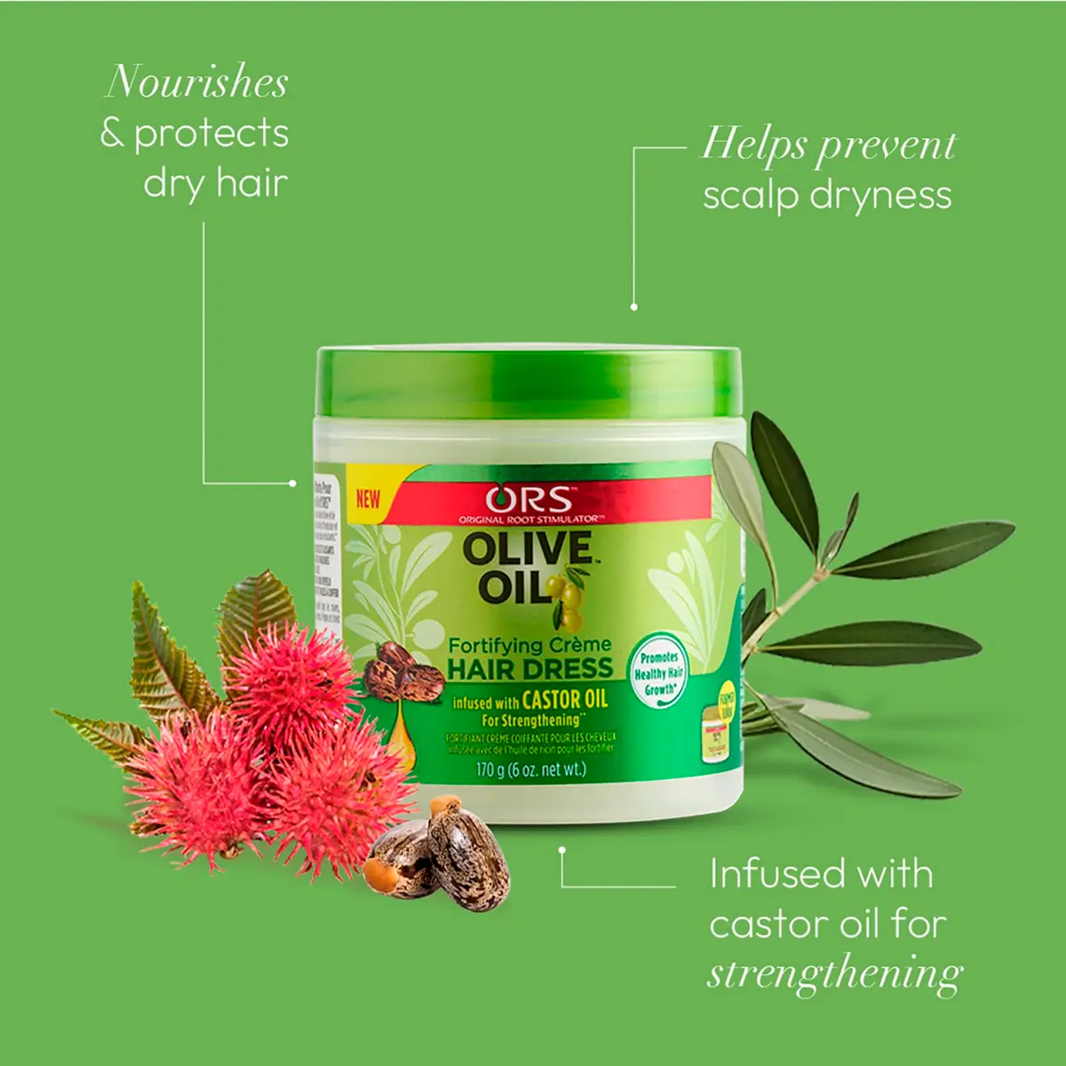 ORS Olive Oil Fortifying Cream Hair Dress, 6 oz | Moisturizes & Strengthens Dry Hair - view 2
