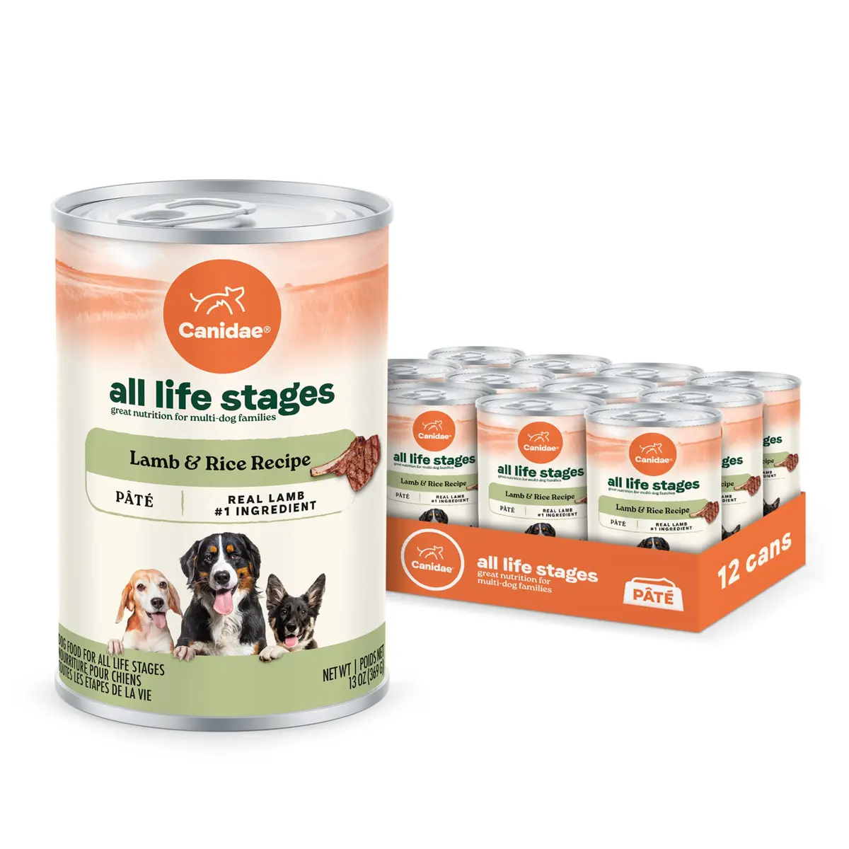 CANIDAE All Life Stages Wet Dog Food, Lamb & Rice, 13 oz | Complete Nutrition for Dogs of All Ages - main product image