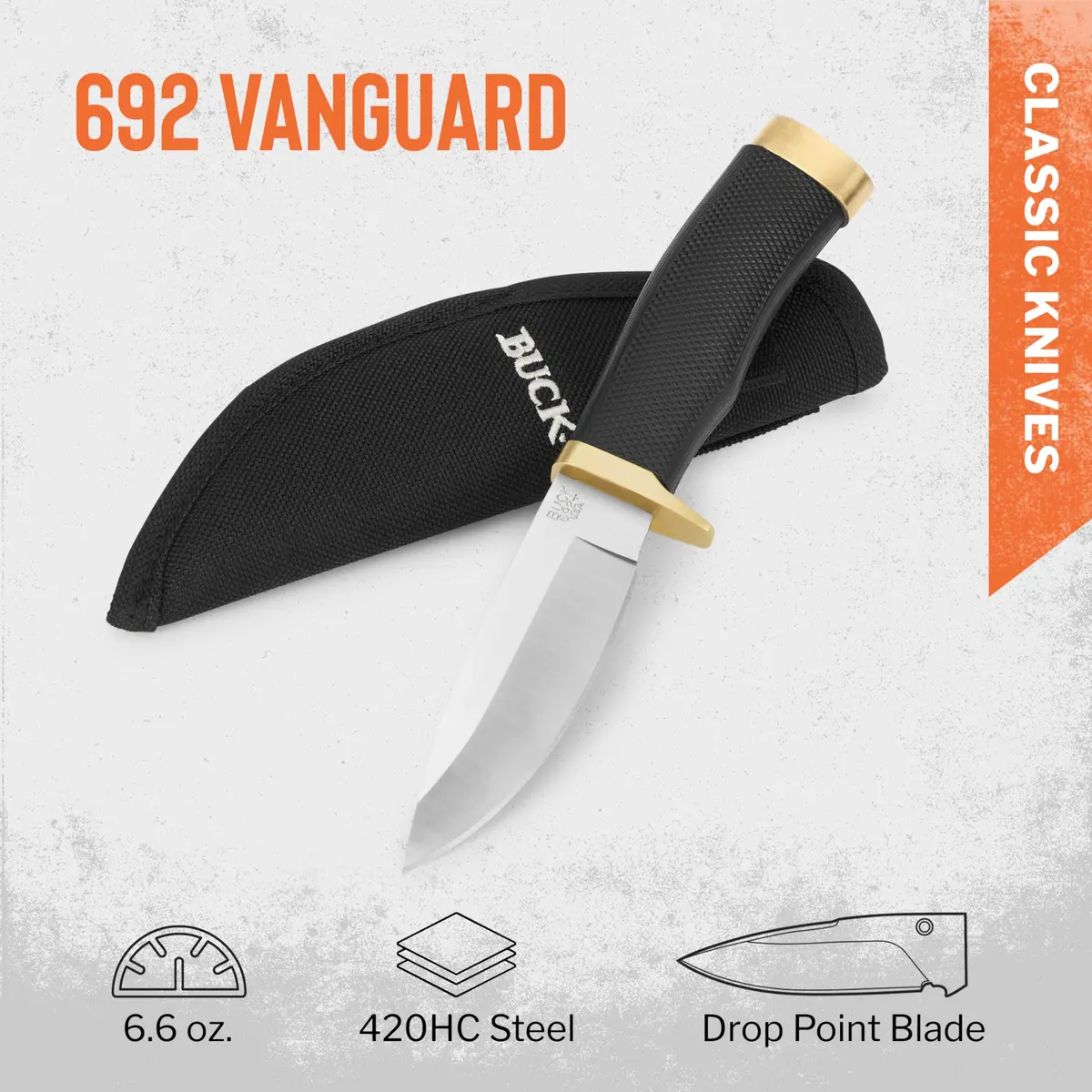 Buck Knives 692 Vanguard Fixed Blade Hunting Knife 8.5" | Full Tang, 4.1" Drop Point Blade, USA Handcrafted - view 2