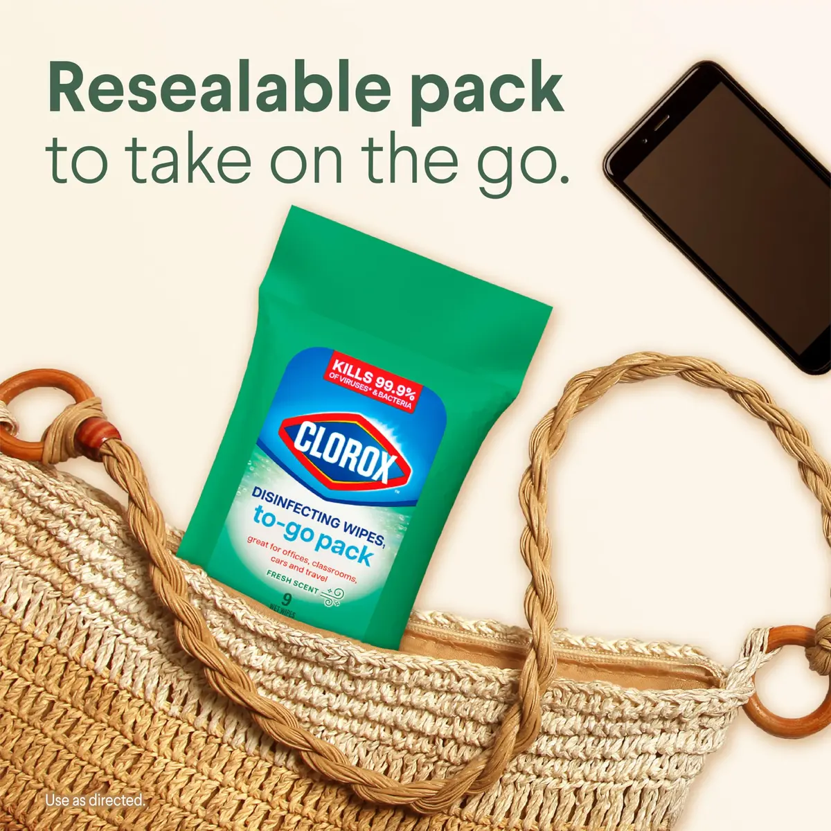 Clorox Disinfecting Wipes To Go Pack 9 Count | Bleach-Free Fresh Scent for Surfaces - view 4