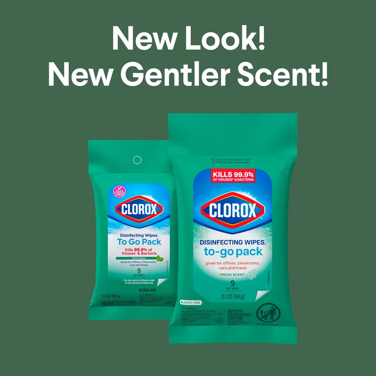 Clorox Disinfecting Wipes To Go Pack 9 Count | Bleach-Free Fresh Scent for Surfaces - view 2