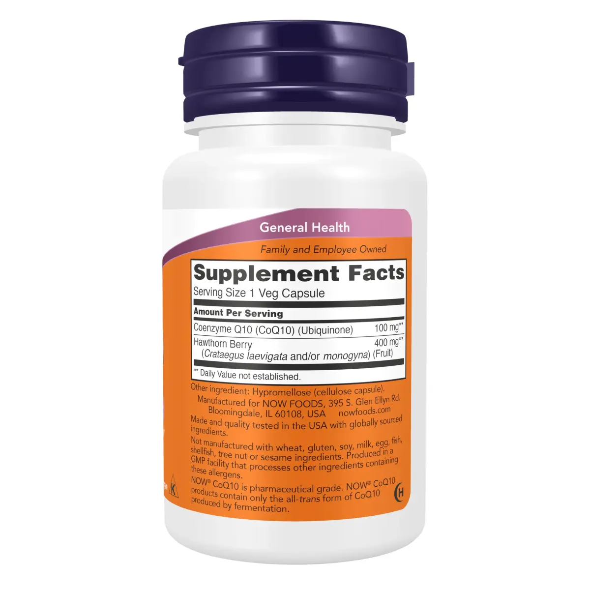 NOW Foods CoQ10 100 mg with Hawthorn Berry Veggie Capsules 30 Count (Pack of 1) | Pharmaceutical Grade Cellular Energy Support - view 2