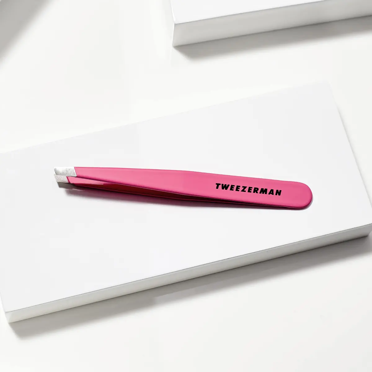 Tweezerman Slant Tweezer Neon Pink | Precision Eyebrow Shaping Tool - view 4