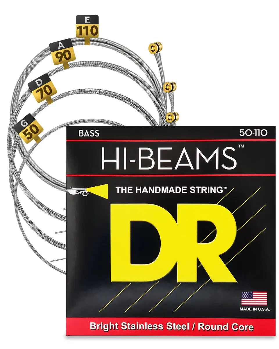 DR Strings Hi-Beam™ Stainless Steel Bass Strings 45-100 | Long-Lasting Brightness & Punch - main product image