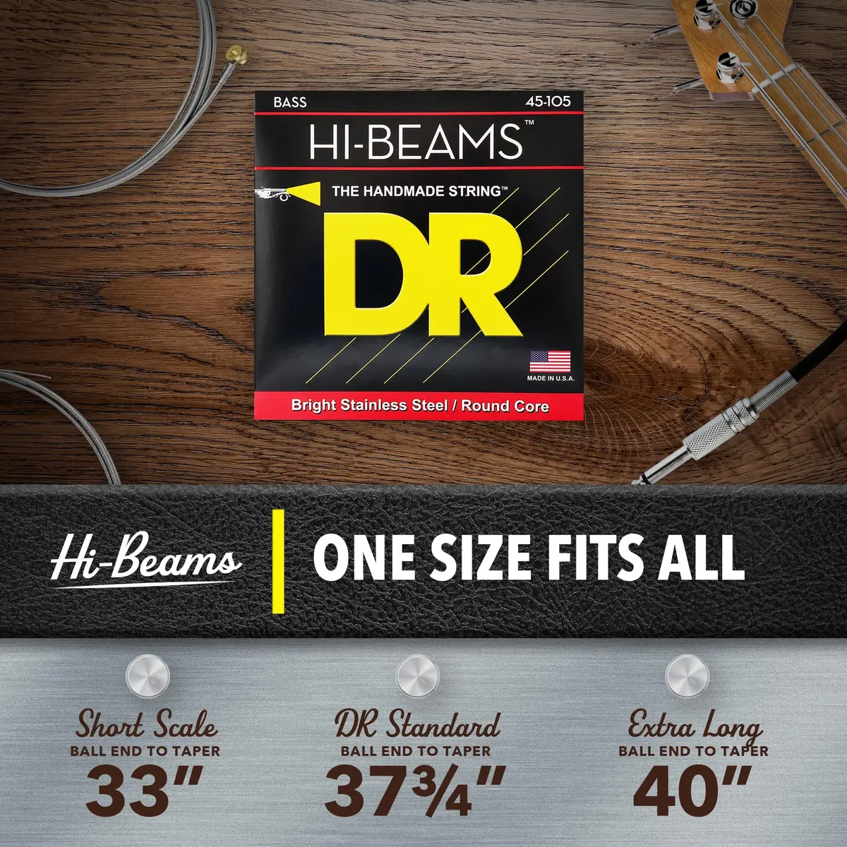 DR Strings Hi-Beam™ Stainless Steel Bass Strings 45-100 | Long-Lasting Brightness & Punch - view 6