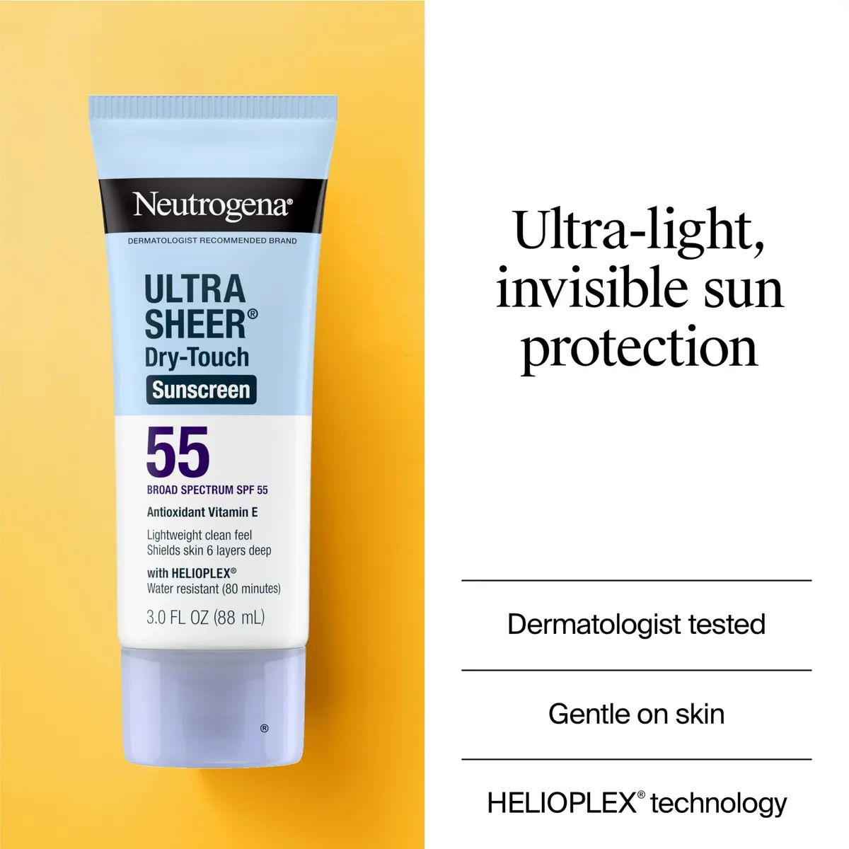 Neutrogena Ultra Sheer Dry-Touch Sunscreen Lotion SPF 55, 88ml (3 fl oz) | Broad Spectrum UVA/UVB Protection - view 3