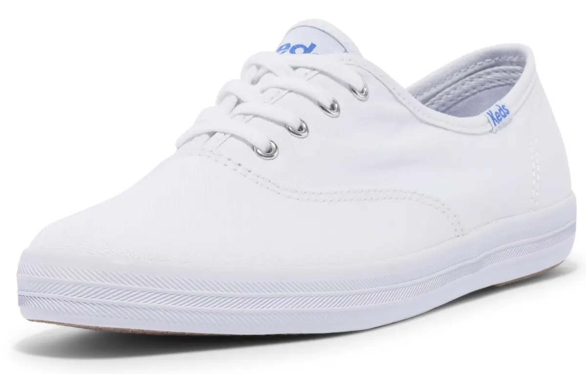 Keds Champion Canvas Lace-Up Sneakers, White, US Size 9 | Classic Low-Top Style with Breathable Cotton Canvas - main product image