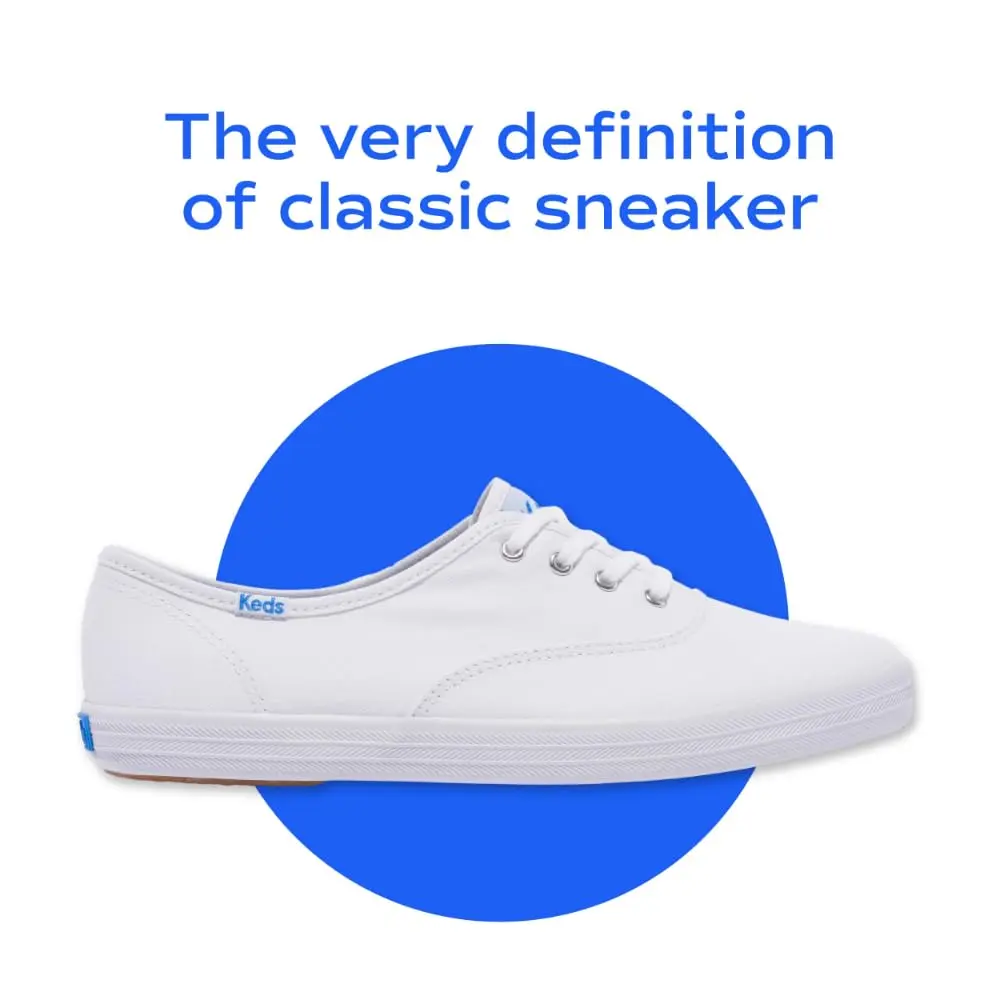 Keds Champion Canvas Lace-Up Sneakers, White, US Size 9 | Classic Low-Top Style with Breathable Cotton Canvas - view 5