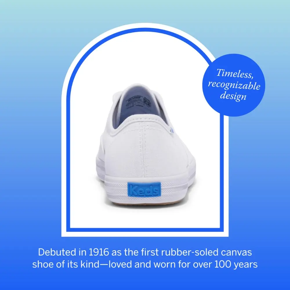Keds Champion Canvas Lace-Up Sneakers, White, US Size 9 | Classic Low-Top Style with Breathable Cotton Canvas - view 6