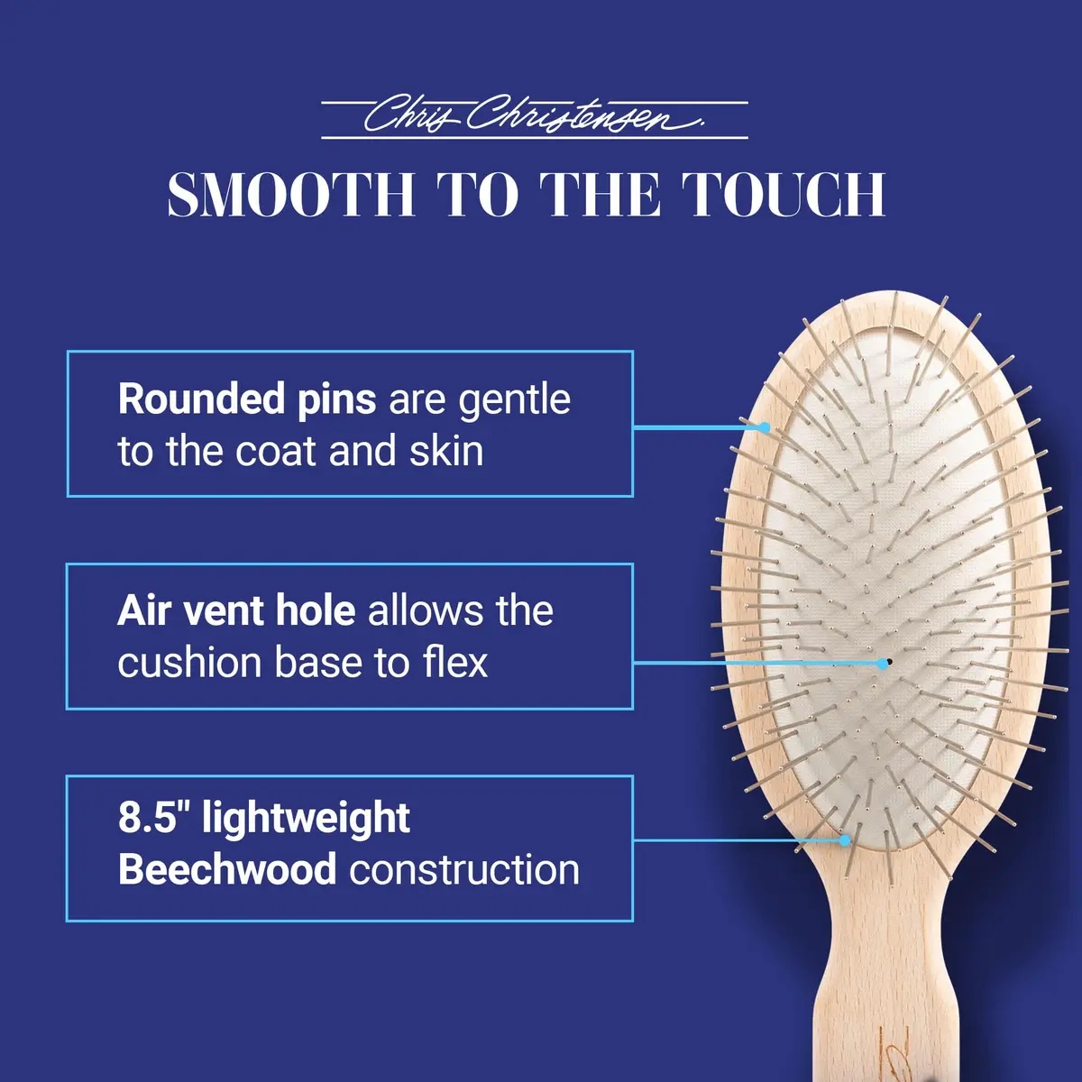 Chris Christensen Dog Brush 27mm Oval Pin | Professional Grooming Tool for Sensitive Dogs - view 3