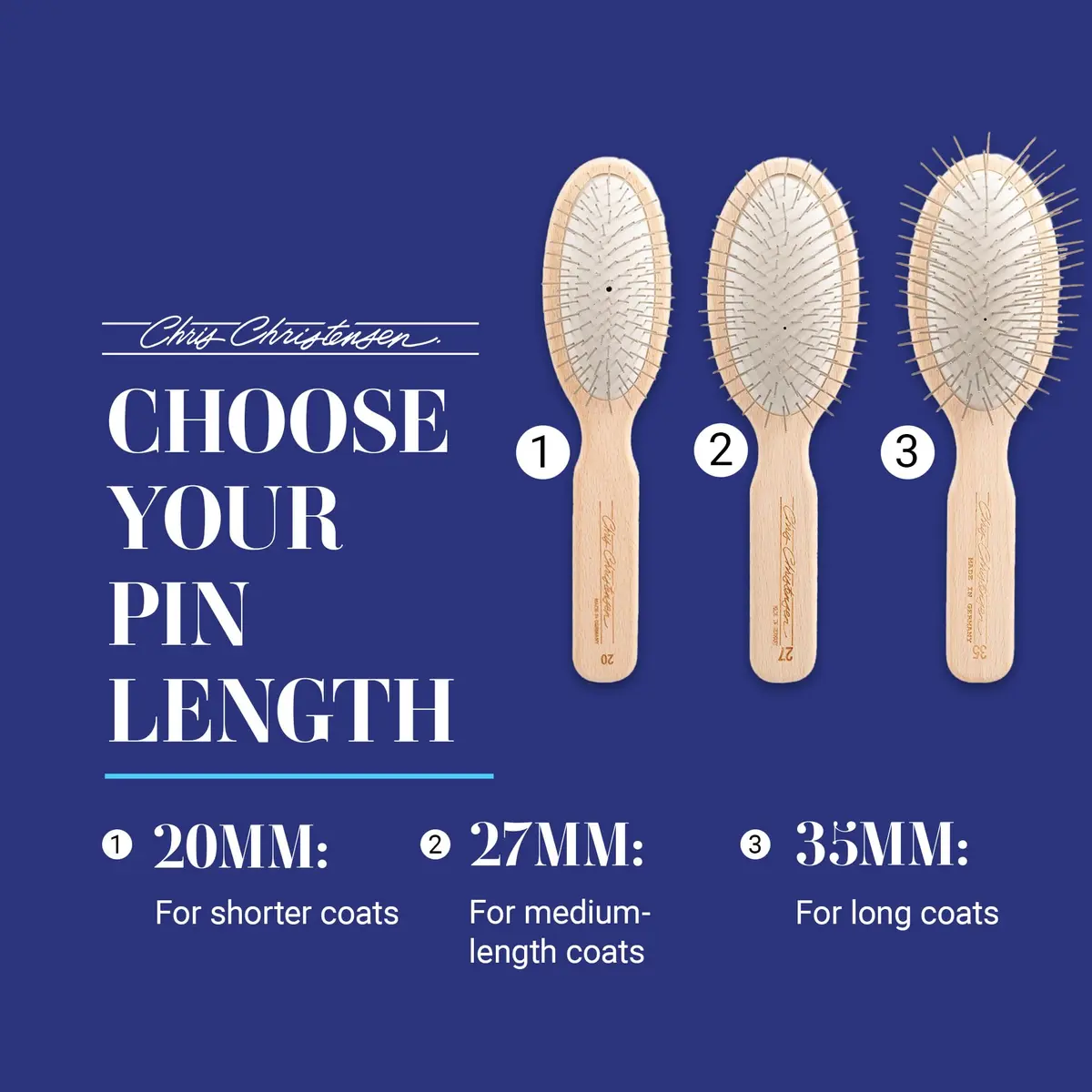 Chris Christensen Dog Brush 27mm Oval Pin | Professional Grooming Tool for Sensitive Dogs - view 4