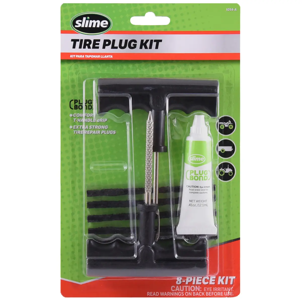Slime 8-Piece Medium Tire Plug Kit with T-Handle Reamer & Plugger | 68mm Reach Depth - main product image