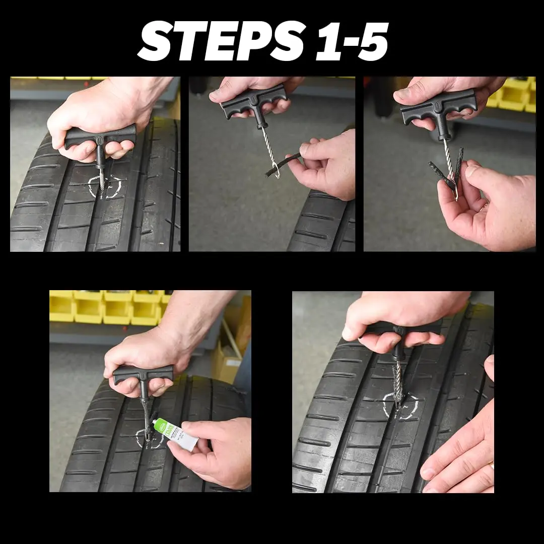 Slime 8-Piece Medium Tire Plug Kit with T-Handle Reamer & Plugger | 68mm Reach Depth - view 5