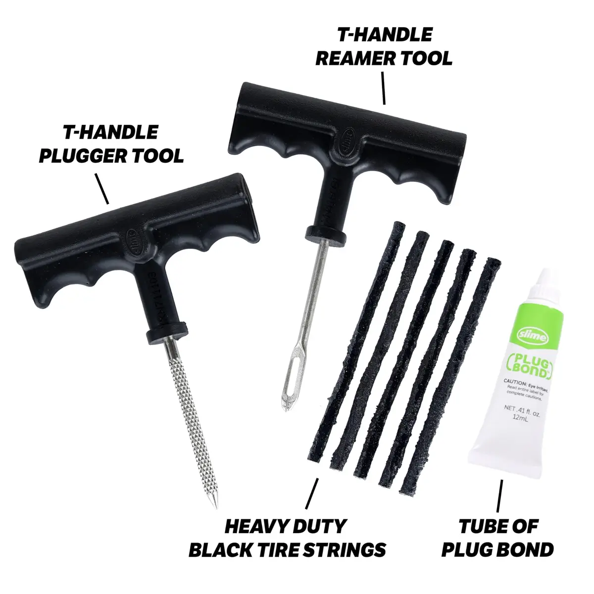 Slime 8-Piece Medium Tire Plug Kit with T-Handle Reamer & Plugger | 68mm Reach Depth - view 3