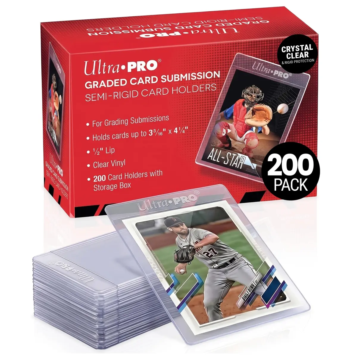 Ultra Pro Tall Semi-Rigid Card Holders 200 Pack | Supports PSA, BGS, CGC Submission - main product image