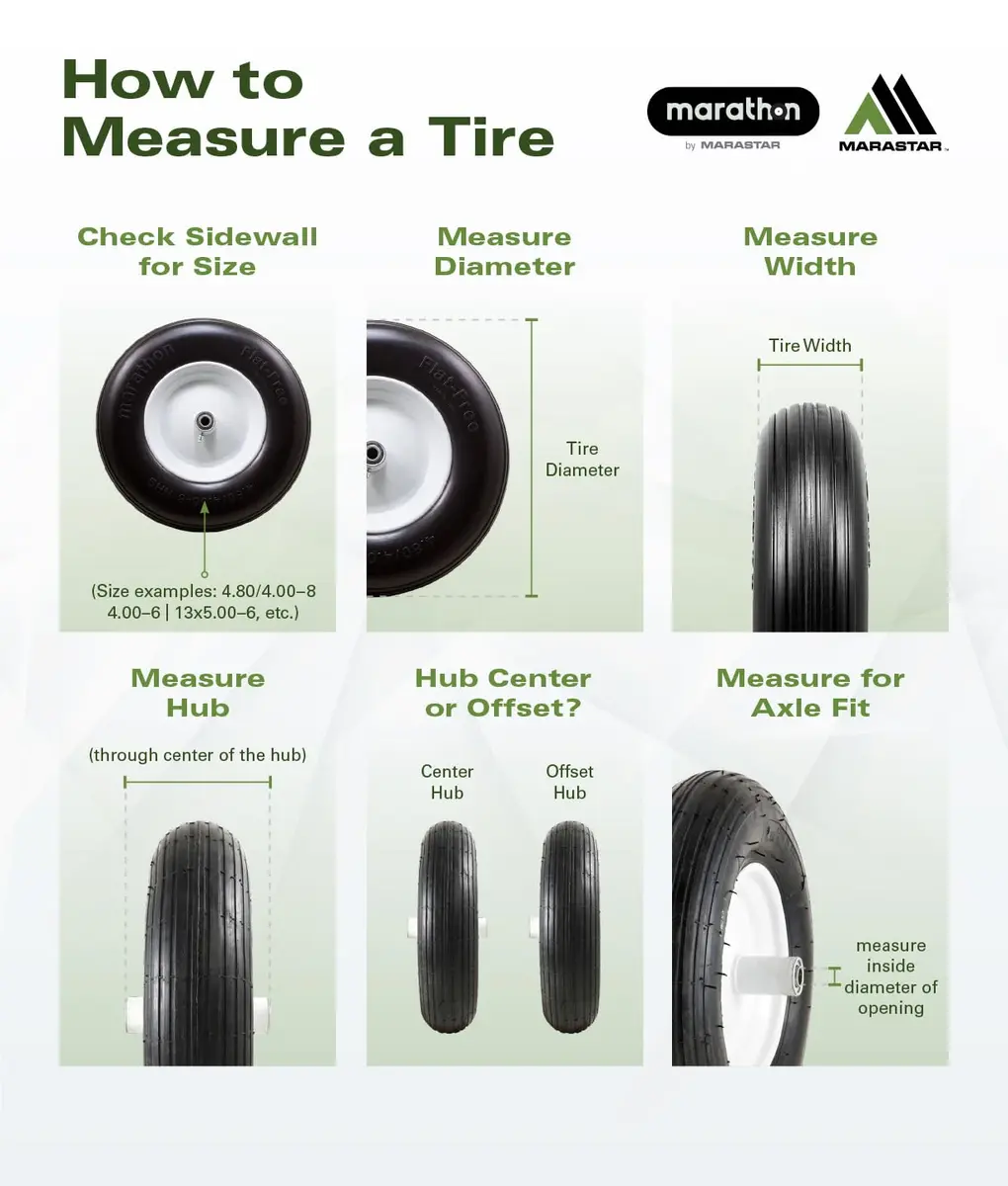 Marathon 3.50/2.50-8 Flat Free Tire on Wheel, 3" Hub, 5/8" Bearings | Solid polyurethane foam, 13-inch diameter, load 300 lbs - view 4