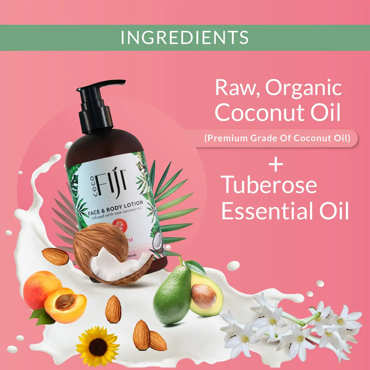 Organic Fiji Coco Fiji Face & Body Lotion 12 oz | Deep Moisturizer with Coconut Oil for Sensitive Skin - view 6