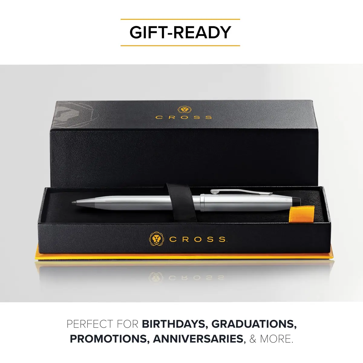 Cross Century II Lustrous Chrome Ballpoint Pen | Medium Point, Black Ink | Refillable, Elegant Design - view 6