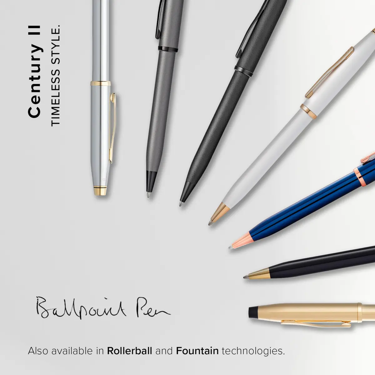 Cross Century II Lustrous Chrome Ballpoint Pen | Medium Point, Black Ink | Refillable, Elegant Design - view 8