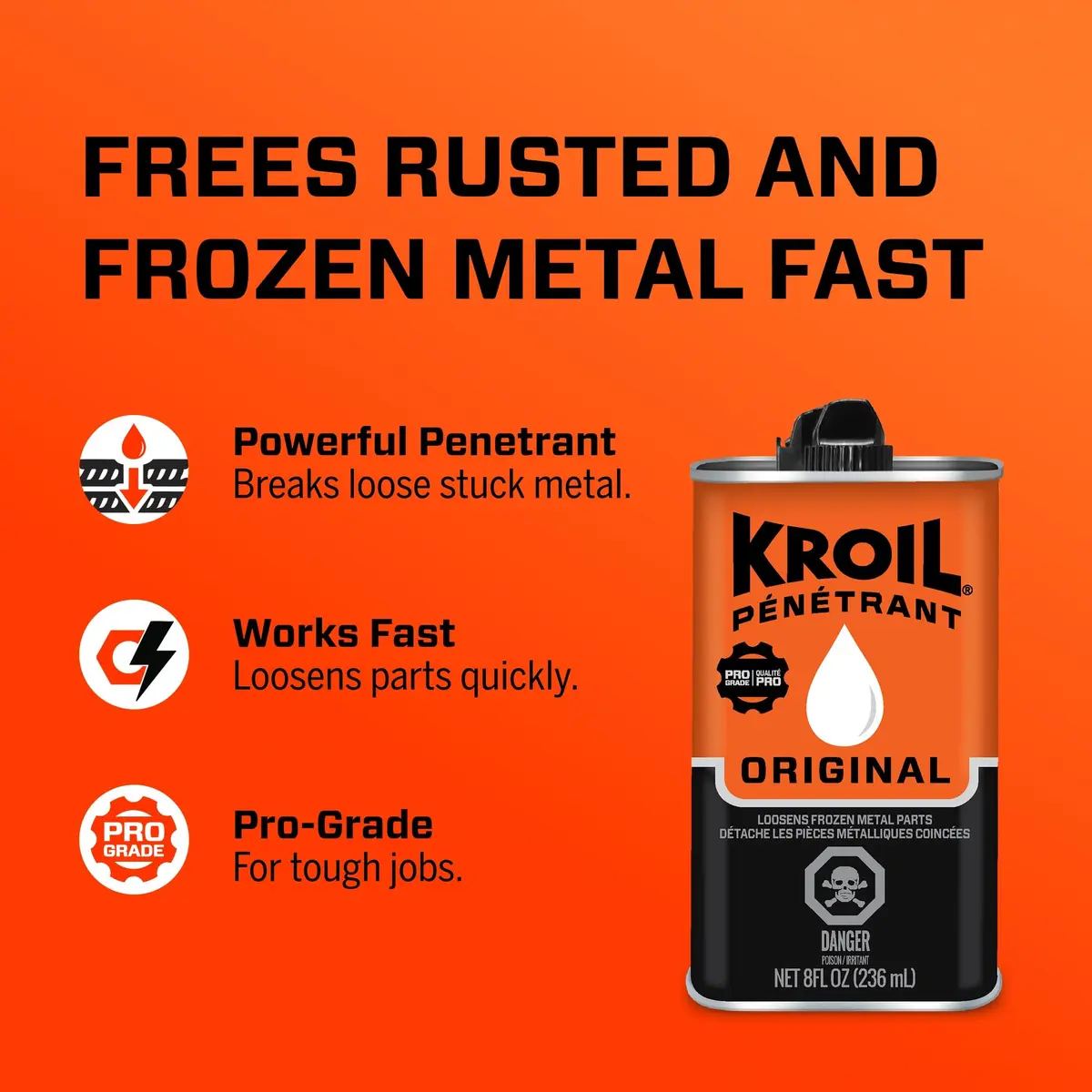 KROIL Kroil Original Penetrant 8 oz | Rust & Corrosion Inhibitor Oil for Metal Parts - view 2