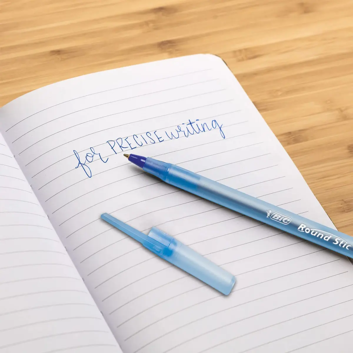 BIC Round Stic Xtra Precision Ballpoint Pen, Fine Point (0.8mm), Blue, 12-Count | Writes the First Time, Every Time - view 4