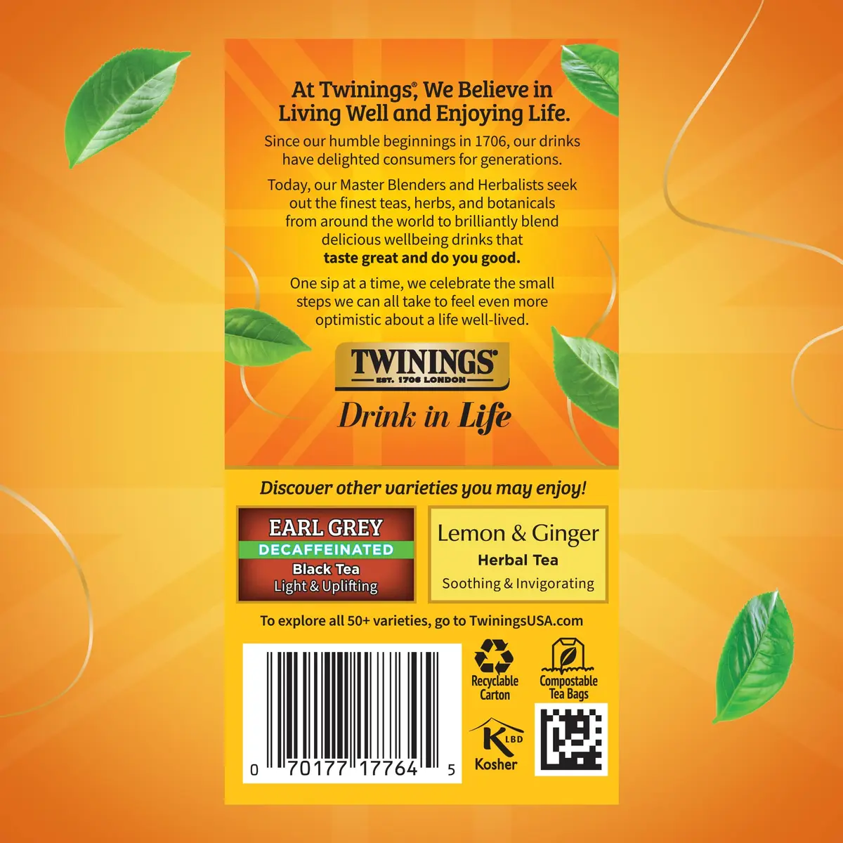 Twinings Decaffeinated Lady Grey Black Tea 120 Teabags | Orange & Lemon Peel, Enjoy Hot or Iced - view 5
