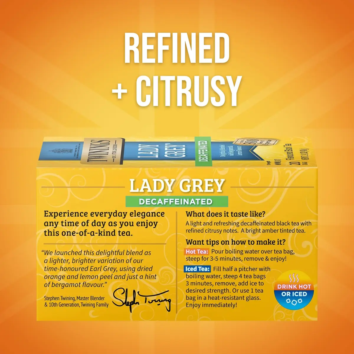 Twinings Decaffeinated Lady Grey Black Tea 120 Teabags | Orange & Lemon Peel, Enjoy Hot or Iced - view 2