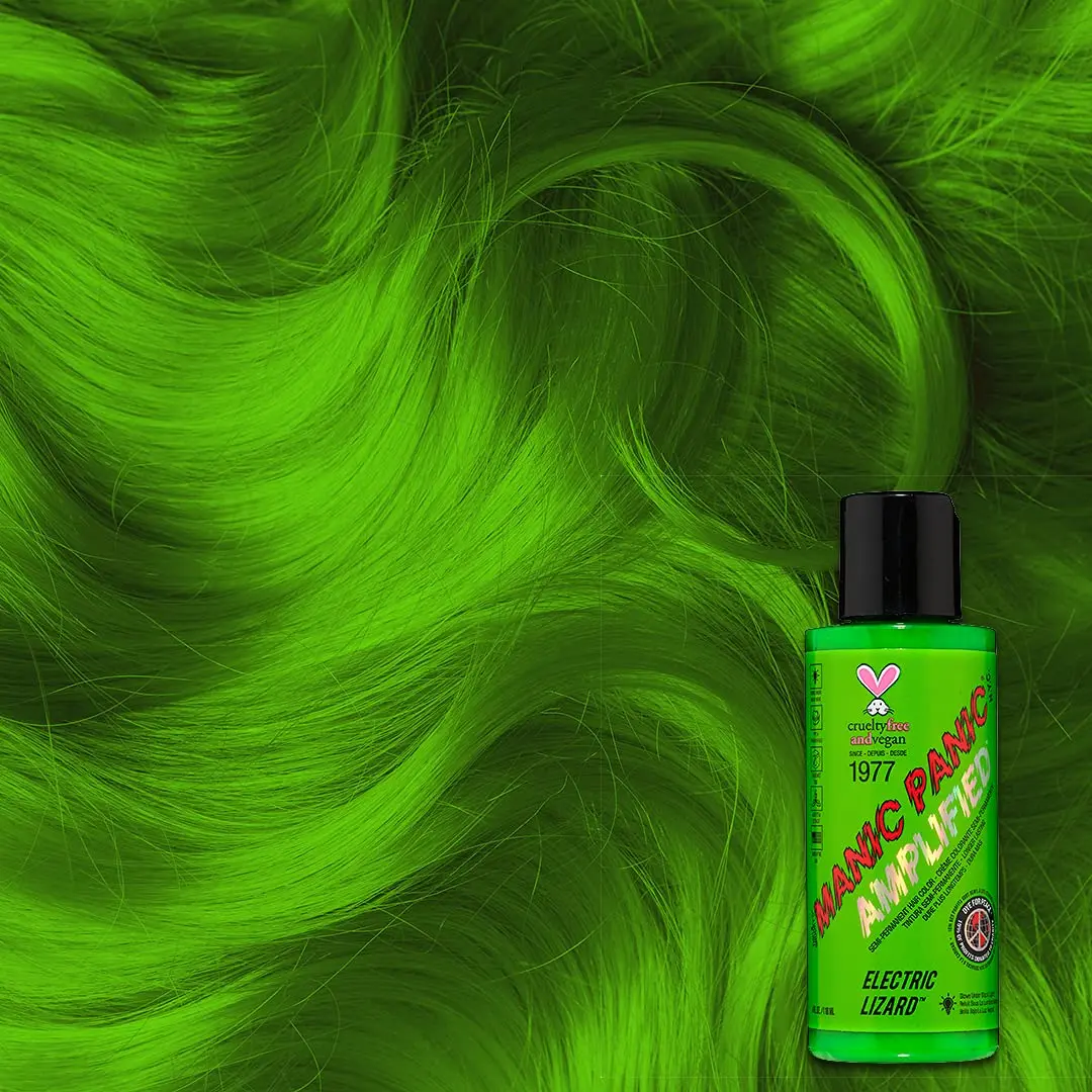 MANIC PANIC Electric Lizard Green Hair Color - Amplified - 118ml (4 Fl Oz) | Neon Green Hair Dye That Glows Under Blacklight - view 3