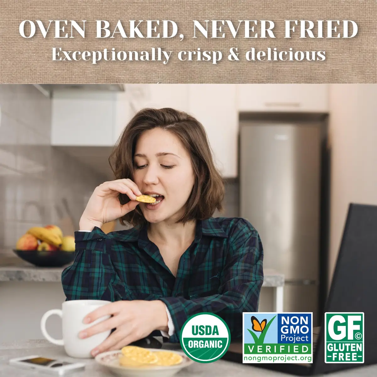 Edward & Sons Organic Toasted Onion Brown Rice Snaps - 3.5 Oz (Pack of 12) | Oven Baked, Whole Grain, Gluten Free - view 4