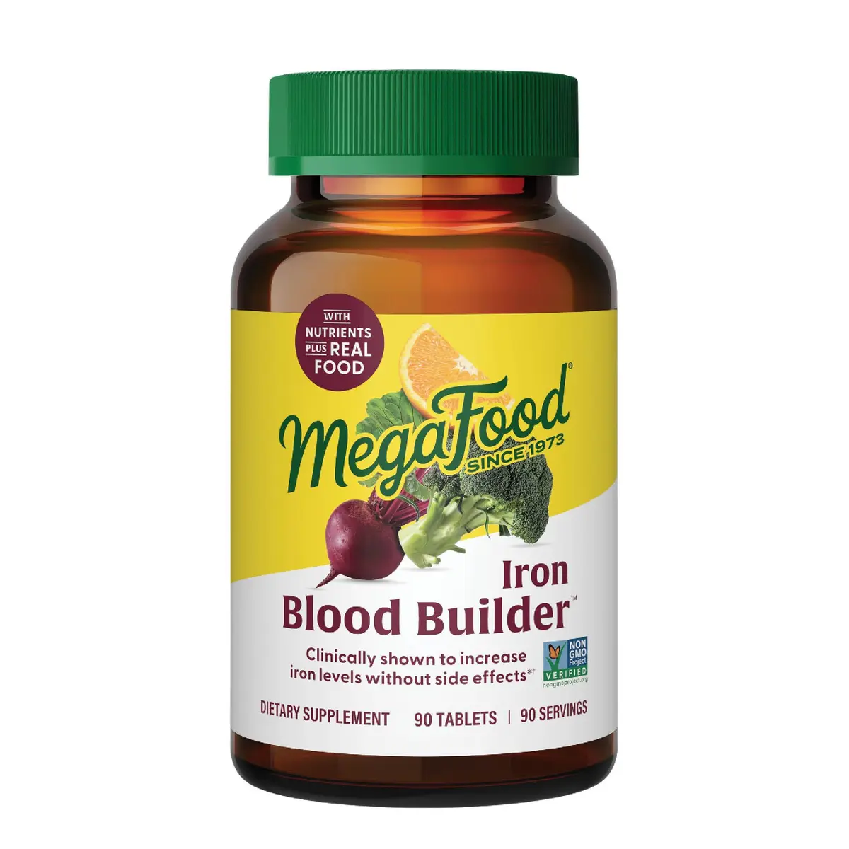MegaFood Blood Builder Iron Supplement for Women & Men – 90 Tablets | Vegan, Non-GMO, Supports Energy & Red Blood Cell Production - main product image