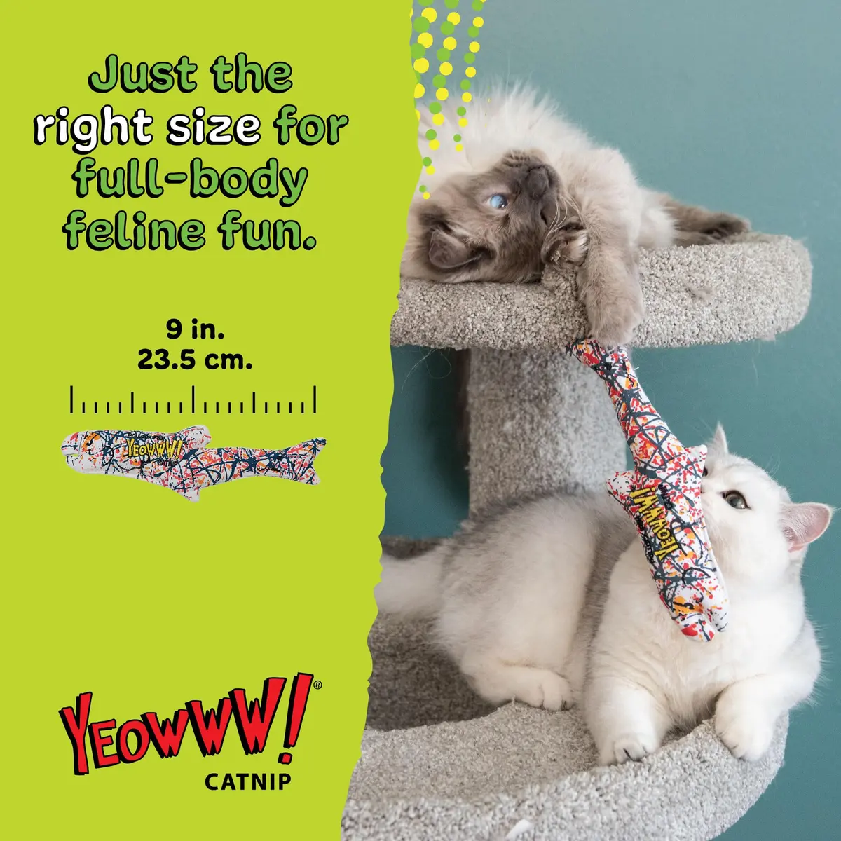 Yeowww! Catnip Pollock Fish Kicker Toy 25 cm (10 in) | 100% Organic Catnip Stuffed - view 3