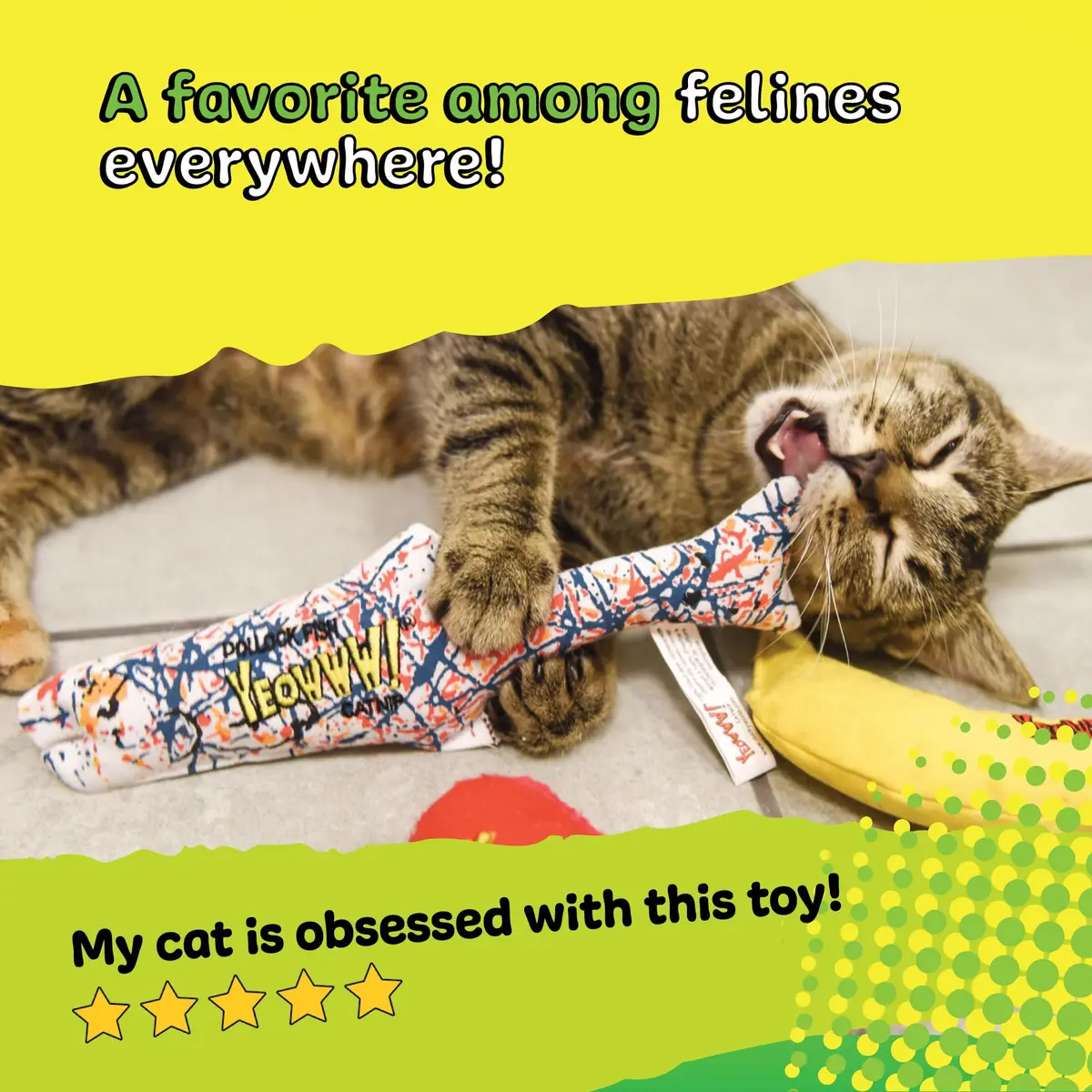 Yeowww! Catnip Pollock Fish Kicker Toy 25 cm (10 in) | 100% Organic Catnip Stuffed - view 5