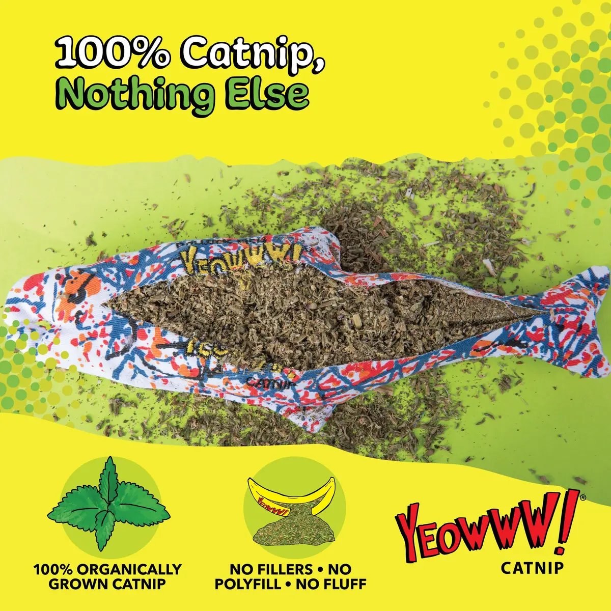 Yeowww! Catnip Pollock Fish Kicker Toy 25 cm (10 in) | 100% Organic Catnip Stuffed - view 2