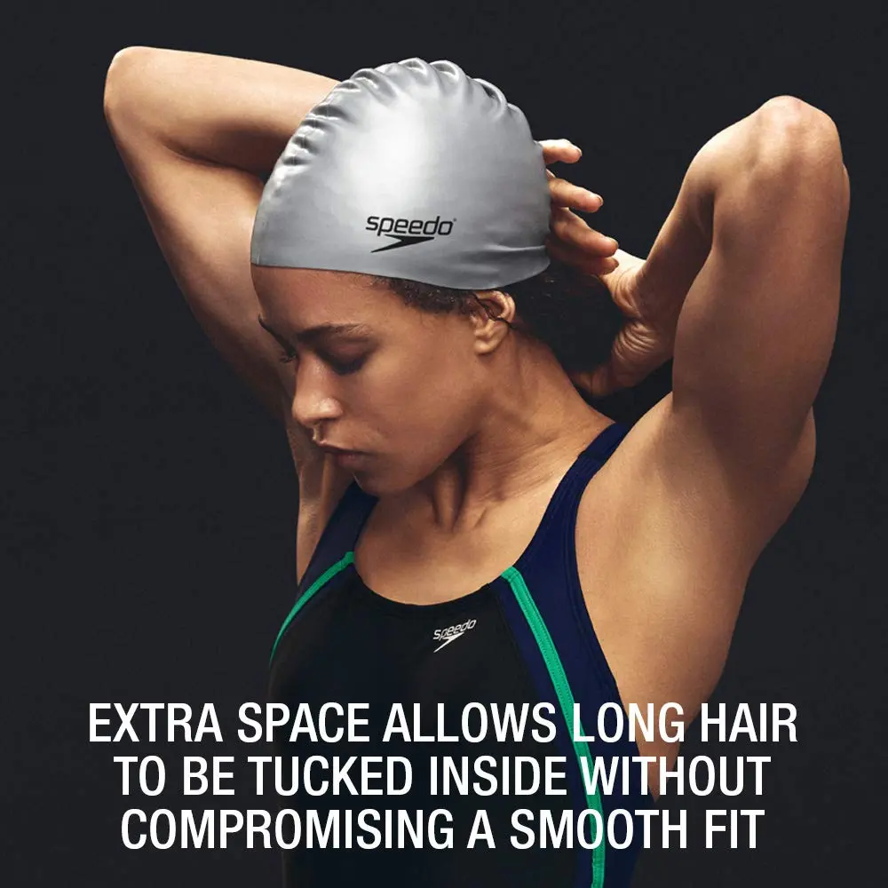 Speedo Unisex-Adult Swim Cap Silicone Long Hair | Snug Fit & Extra Space for Long Hair - view 4