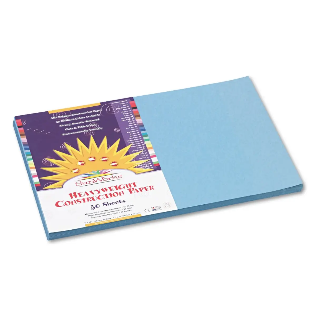 Prang Heavyweight Construction Paper, Sky Blue, 12" x 18", 50 Sheets | Acid-Free Paper for Crafts - view 4