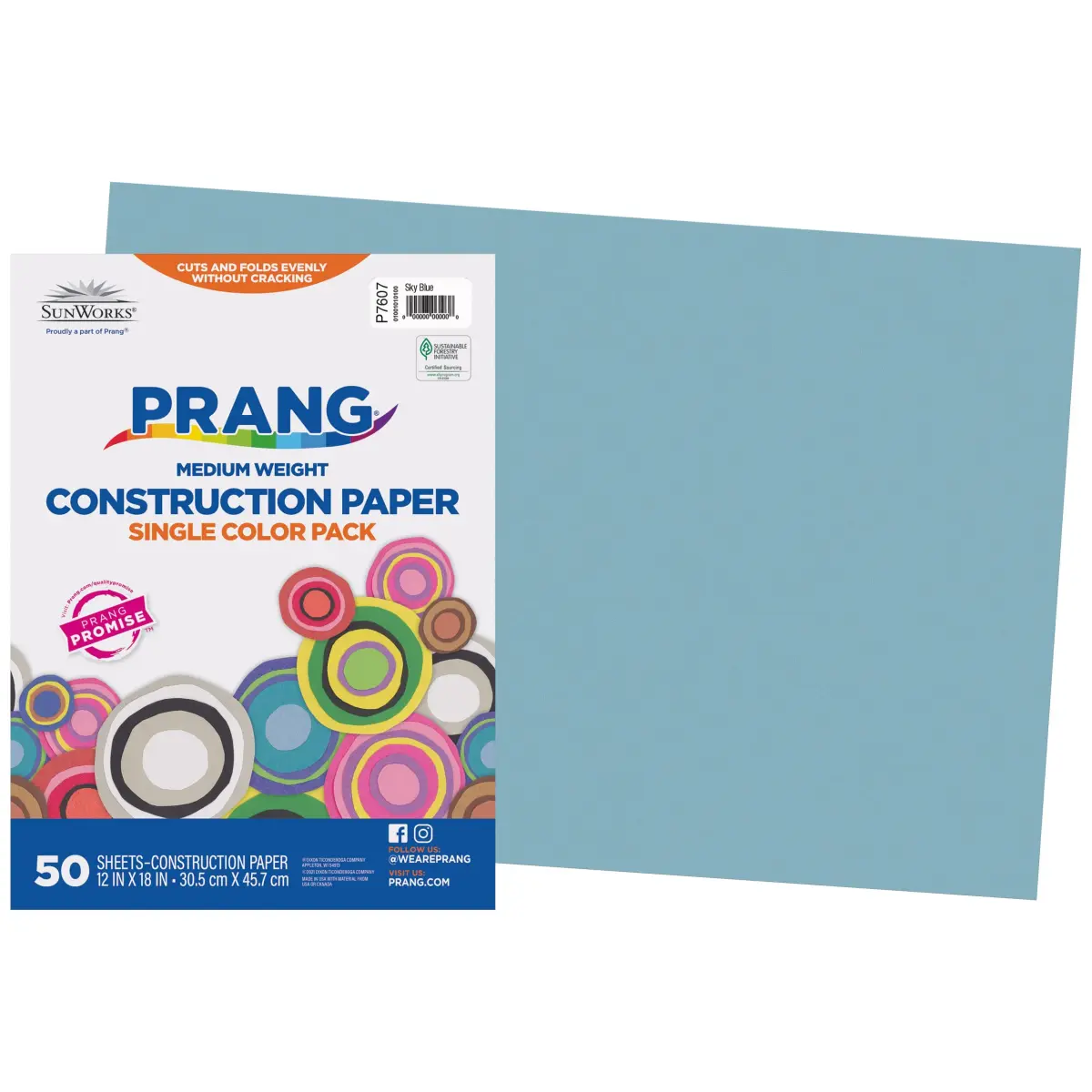 Prang Heavyweight Construction Paper, Sky Blue, 12" x 18", 50 Sheets | Acid-Free Paper for Crafts - main product image
