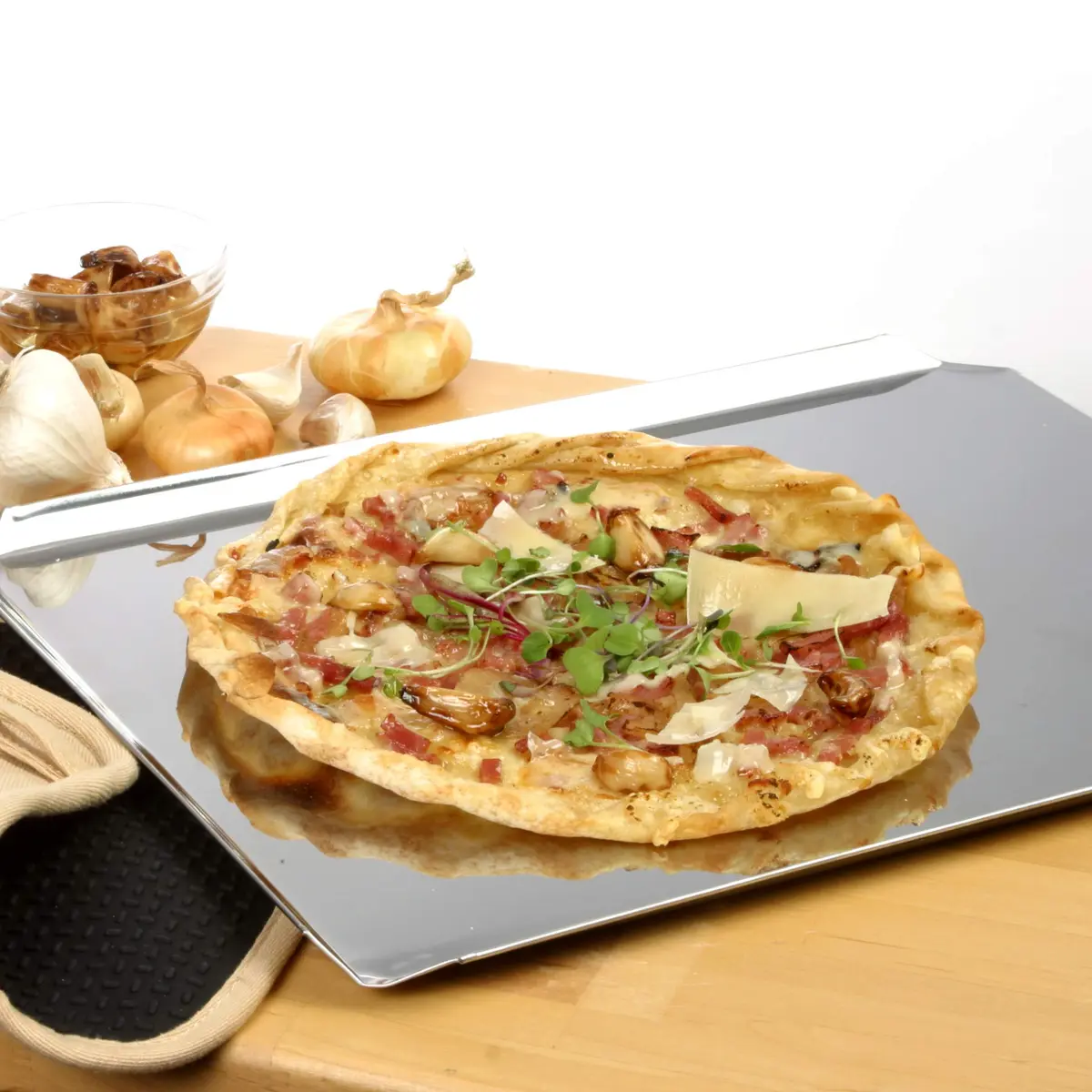 Norpro 12 Inch x16 Inch Stainless Steel Cookie Sheet | Heavy-Gauge, Flat, Rimmed for Baking & Roasting - view 3