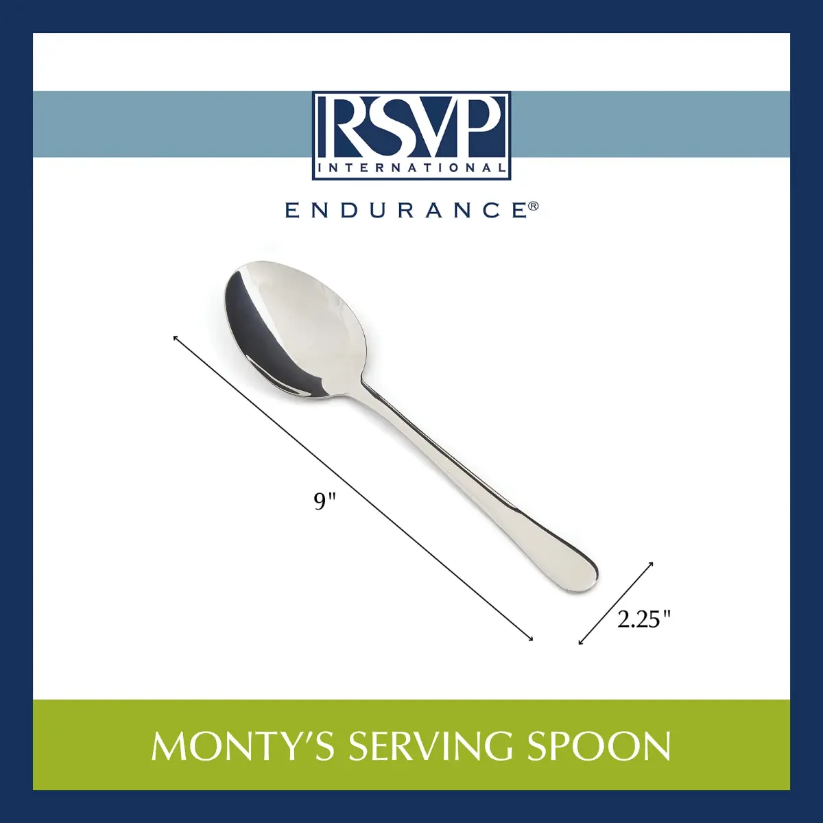 RSVP International Endurance Serving Spoon 21.89 cm (9 inches) | Polished Stainless Steel for Serving & Blending - view 8
