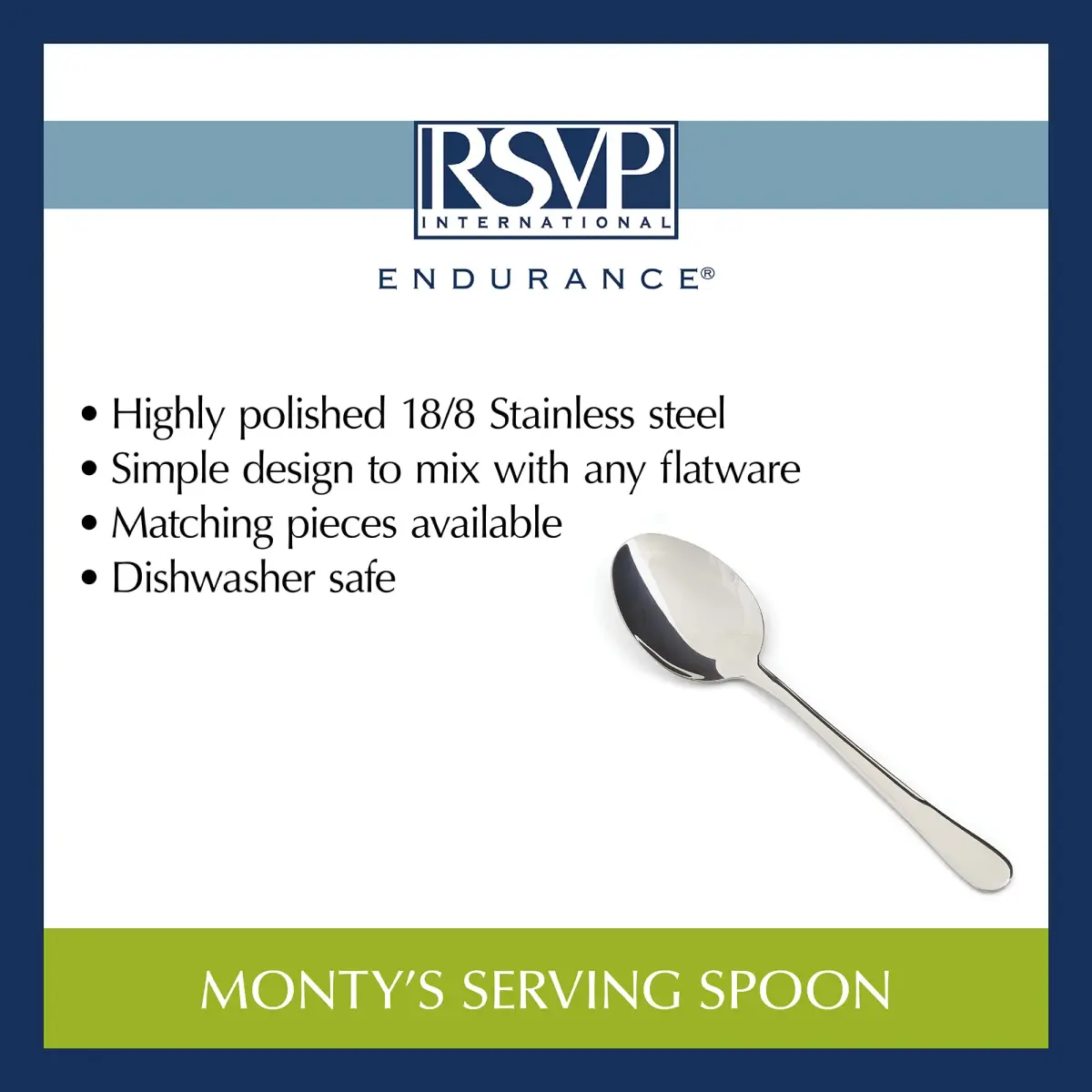 RSVP International Endurance Serving Spoon 21.89 cm (9 inches) | Polished Stainless Steel for Serving & Blending - view 9